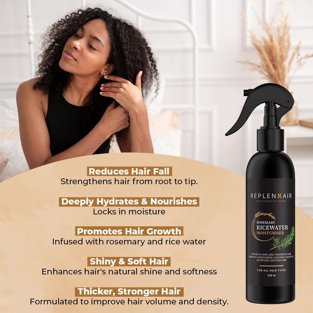 Replenhair Rice and Rosemary Water Spray for Hair Growth | Serum and Leave-in Conditioner with Rosemary Oil & Fermented Rice Water for Hair Growth | Detangler & Scalp Toner for Thicker, Stronger Hair 3