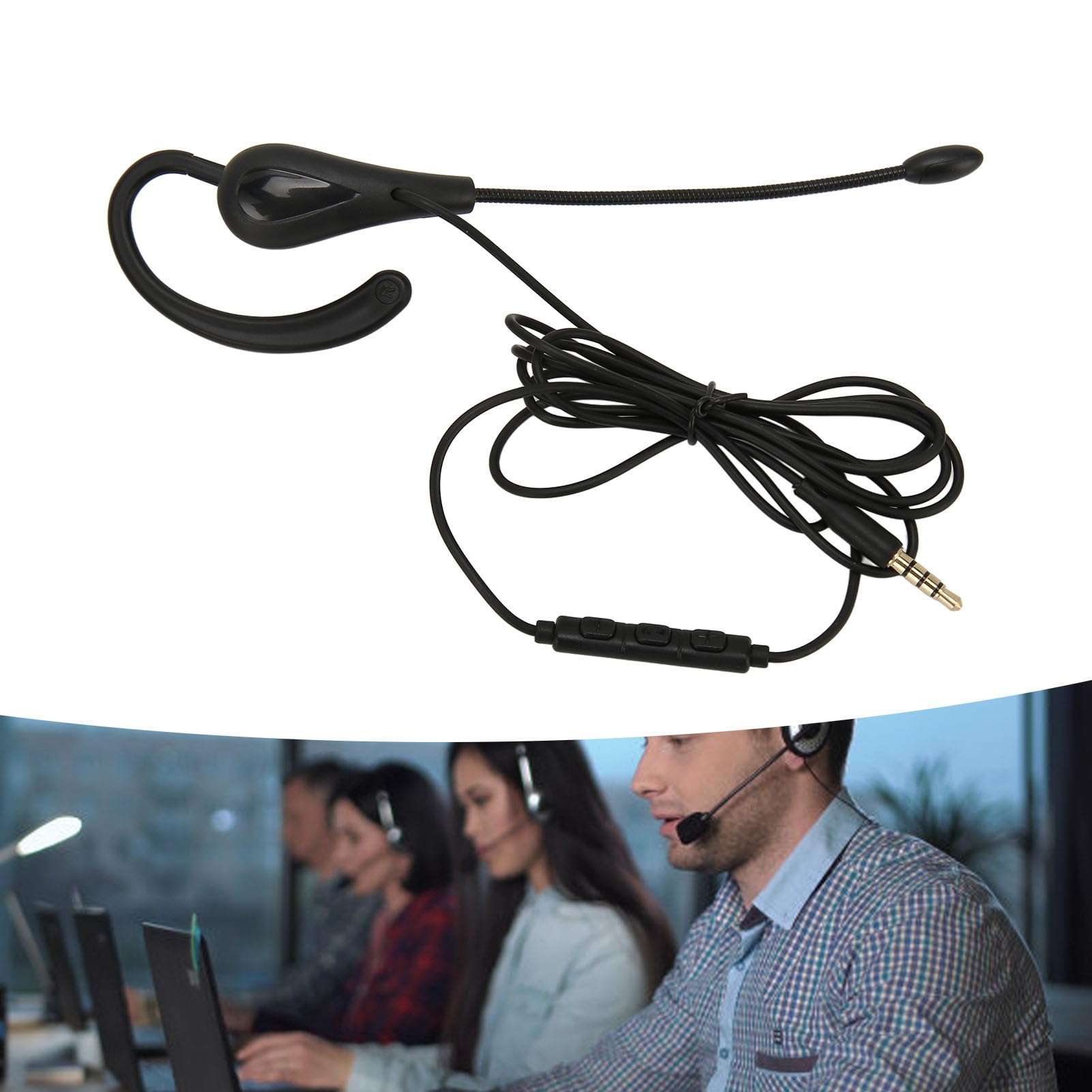 Monaural Headset, Rugged Single Ear Headset with Wired Clear Noise Cancellation for Call Center Computers (3.5mm) 3