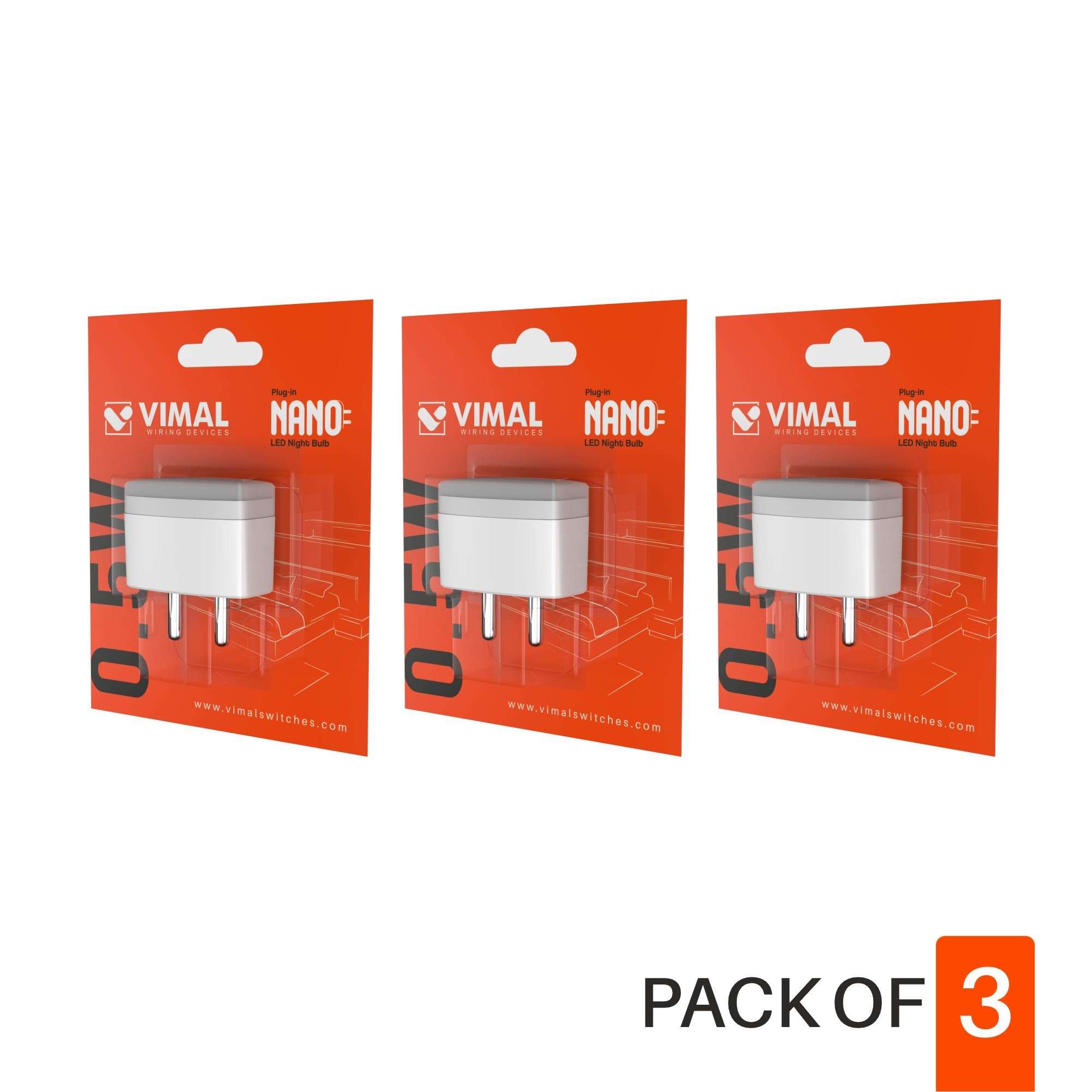 Vimal Nano 0.5Watt LED Plug in Night Lamp with Warm White Night Light (3 Pack) 5