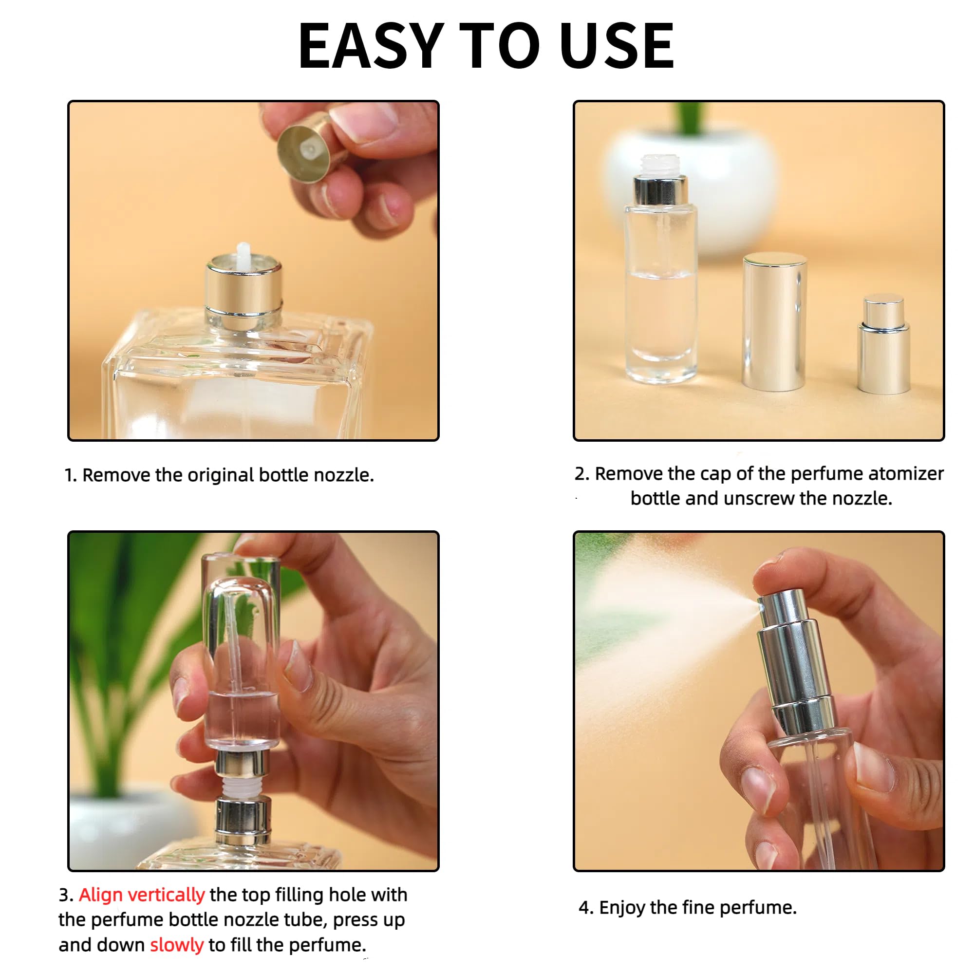 MUB 10ml Perfume Travel Refillable Atomizer and Perfume Refill Pump Tools 5