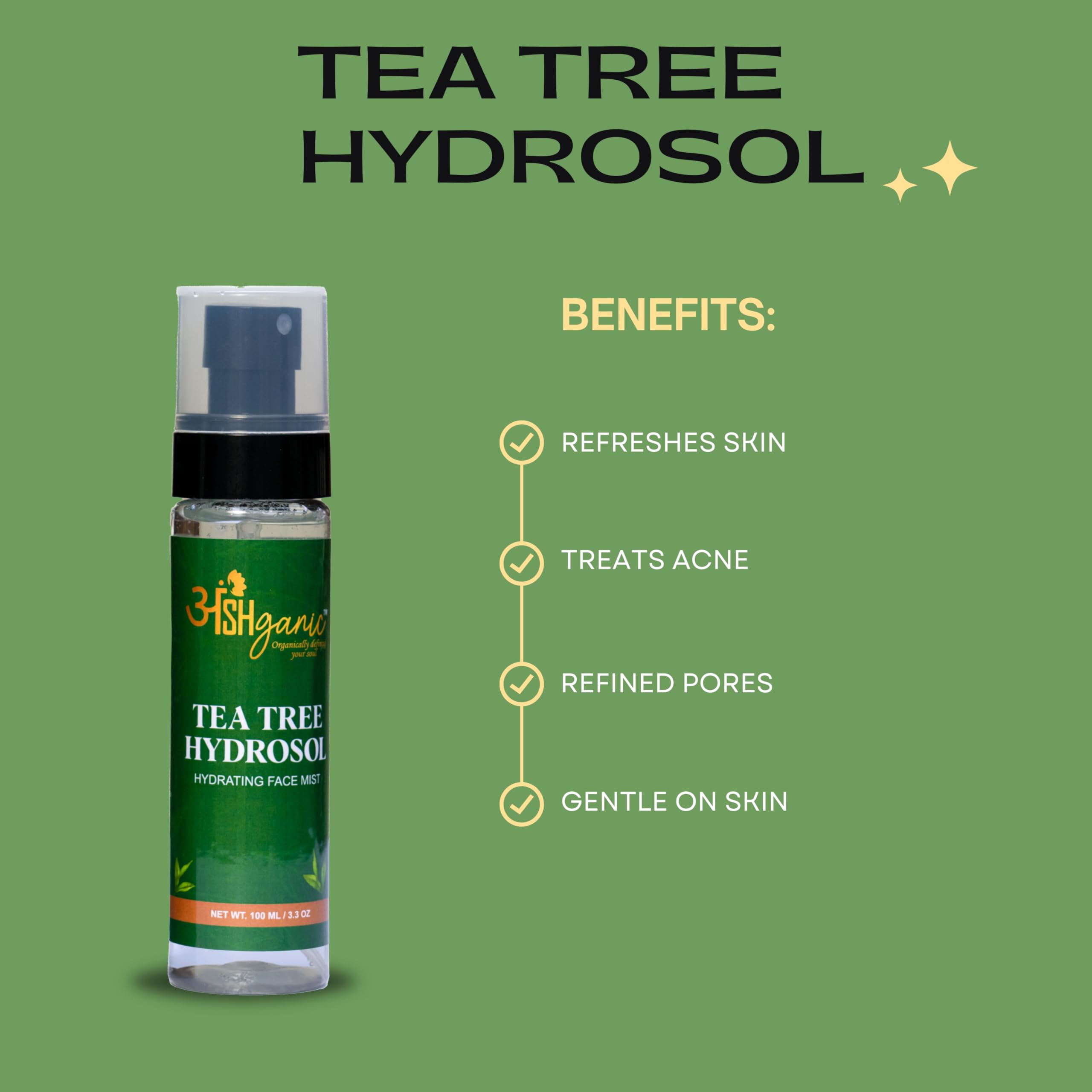 ANSHGANIC Tea Tree Hydrosol Face Toner Mist 100ml / 3.3 Oz 4