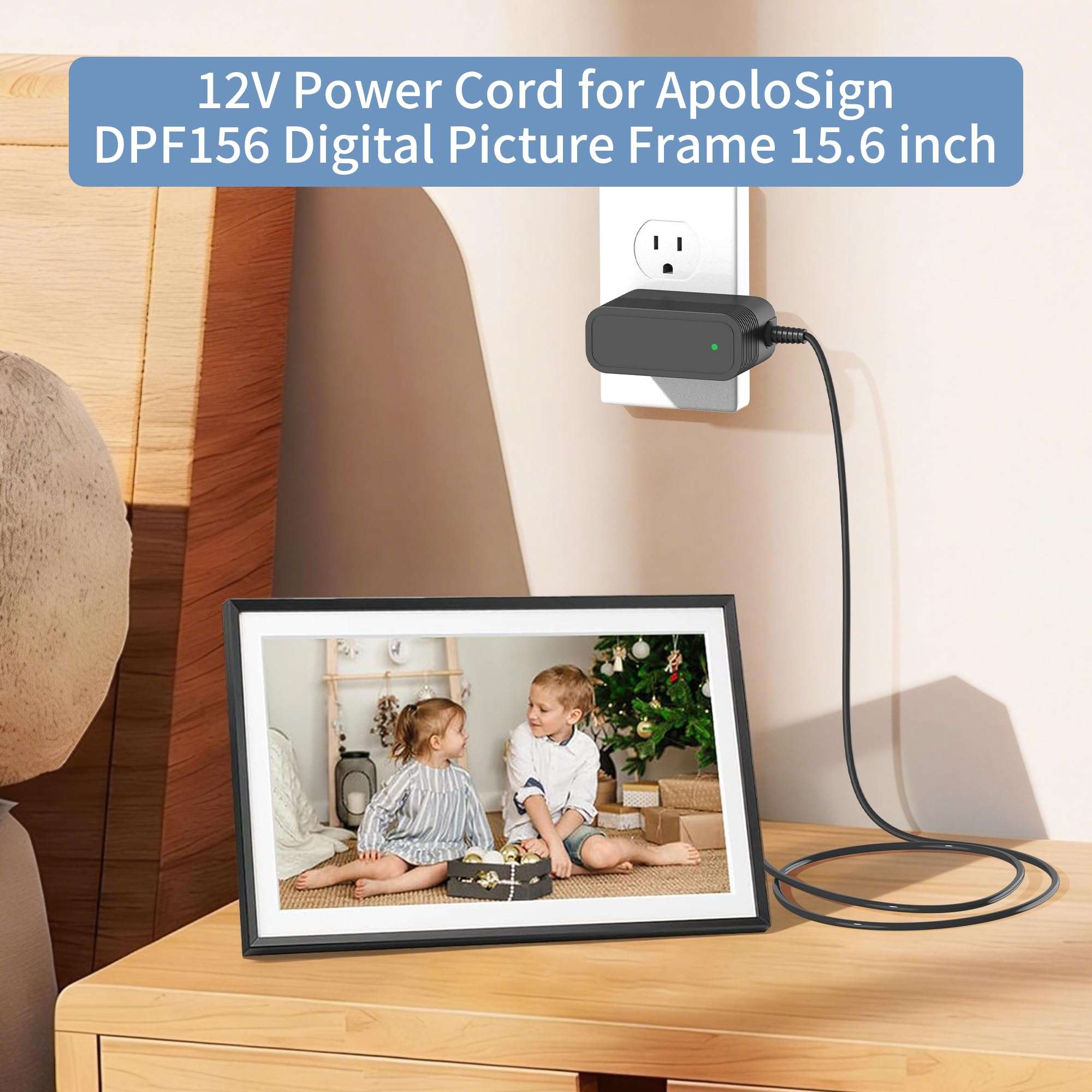 12V Power Adapter for Digital Picture Frame Replacement for Euphro WF1561 & ApoloSign DPF156 / DPF141 Digital Picture Frame Adapter Charger 3