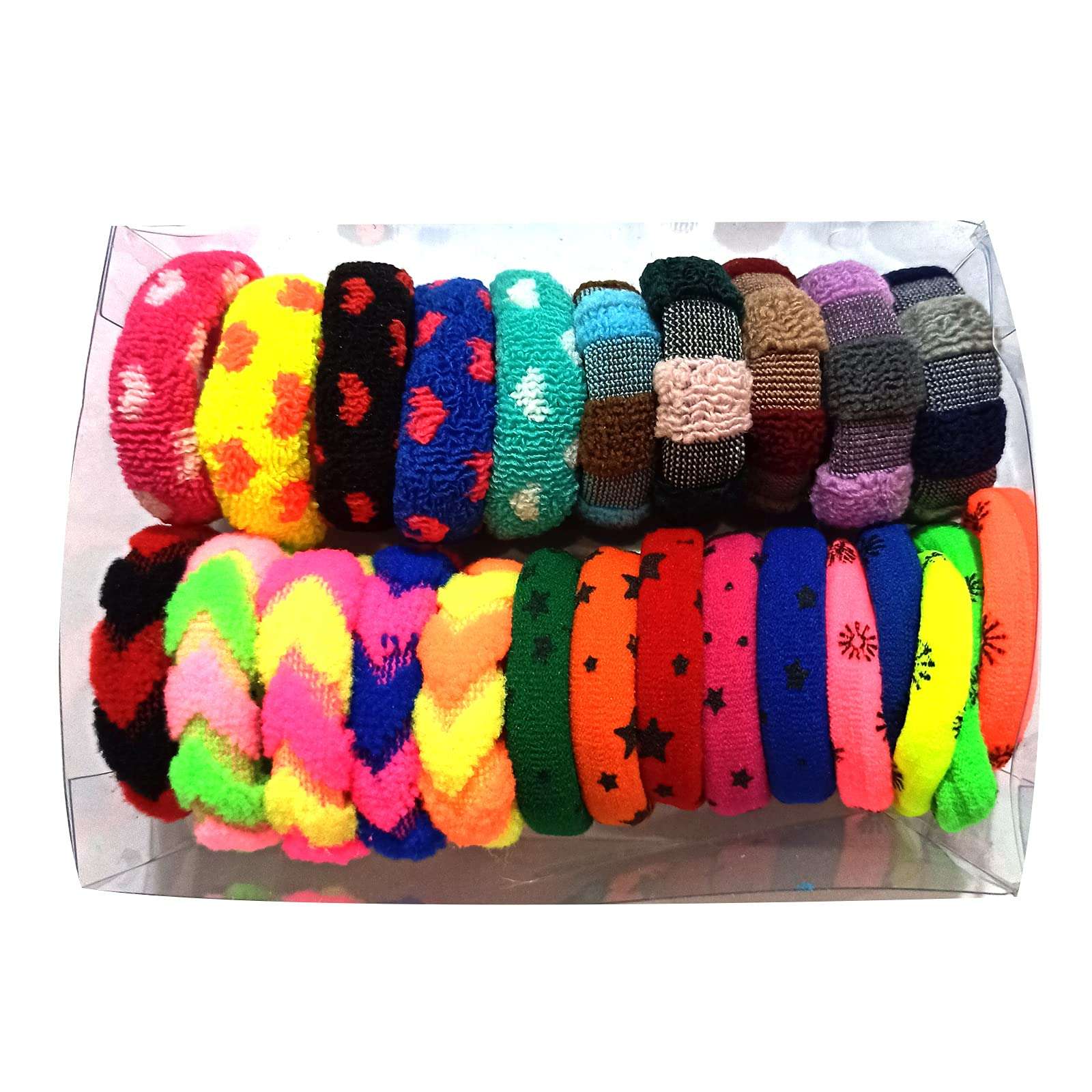 UrbanL (Pack of 25 pieces ) Hair Bands Soft Designer Printed Colorfull Hair Accessories Rubber Bands For Women / Girls ( Colorfull Multicolor ) 3