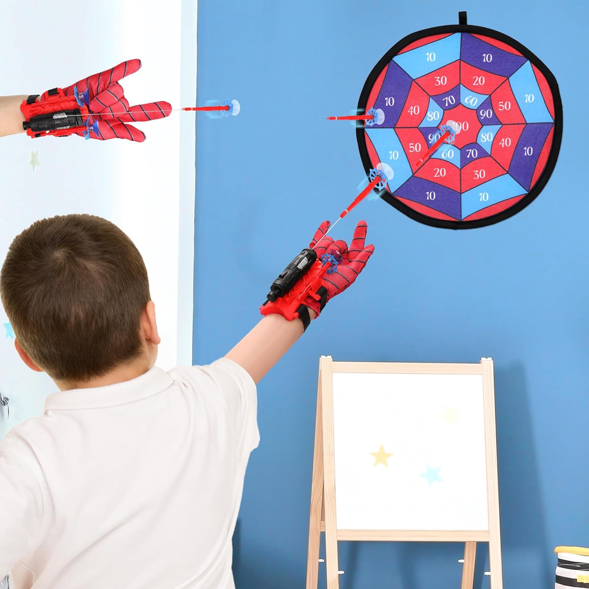 Web Shooters for Kids, Rope Launcher with Gloves. Boy's Wrist Toy set with Dart Board. Cool Dart Launcher toys set for Halloween Role-Play for Children. Great Birthday Gifts for Men and Teenagers 3