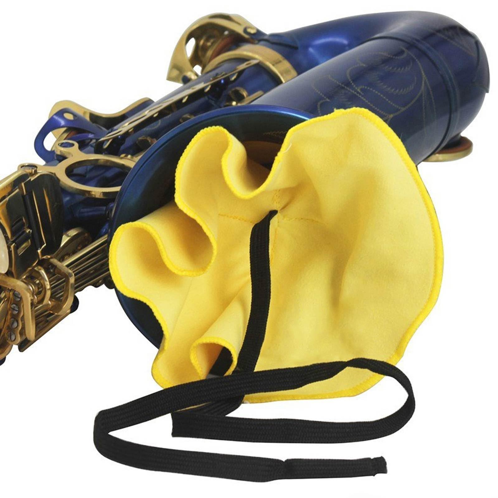 Alto Tenor Soprano Saxophone Cleaning Cloth Kit, Sax Microfiber Cleaning Cotton Cloth with Reed Case & Mouthpiece Brush & Gloves & Neck Strap, Wind Woodwind Clarinet Flute Trumpet Clean Care Swab 4