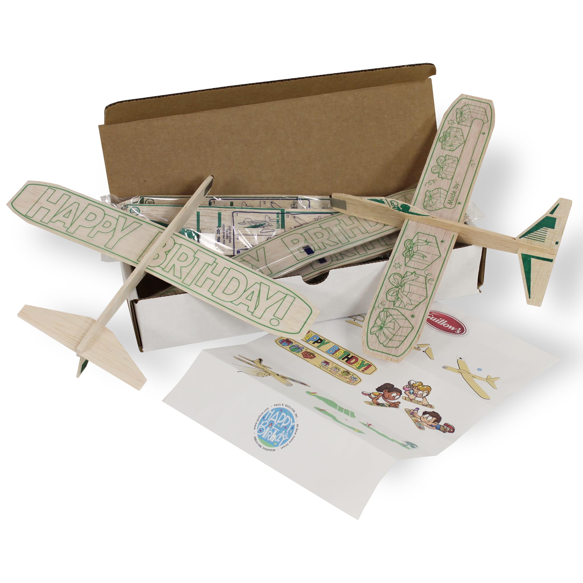 Guillow's 12" Balsa Glider Planes: Happy Birthday - 6 Pack Bundle - Flying Airplane Building Kit, Assemble & Decorate Wooden Gliders, Party Craft Kids Ages 8+ 4