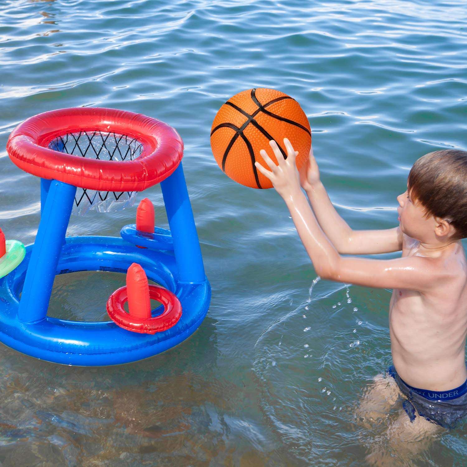 Gejoy 3 Packs 7 Inch Mini Inflatable Basketballs Plastic Replacement Basketballs Mini Toy for Teens Adults Indoor/Outdoor Sports Beach Pool Game Party Supplies 6