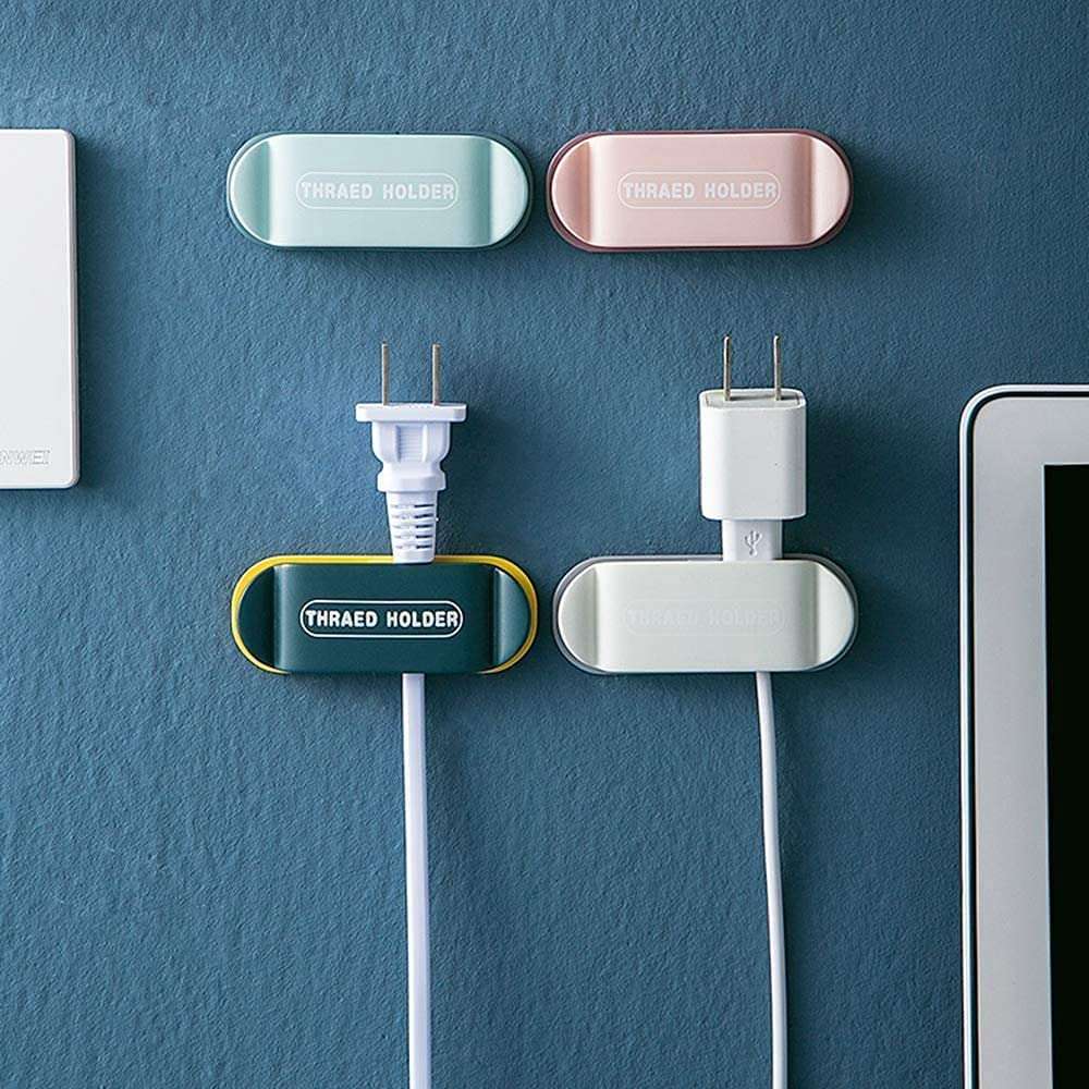 4every 4 pieces Clamp Cable Plugs Organizer,Plug Wire Holder Hook Cable Retainer, Cable Clips Retainers Wire Storage Self-Adhesive,Management for office desktop, kitchen table top 2
