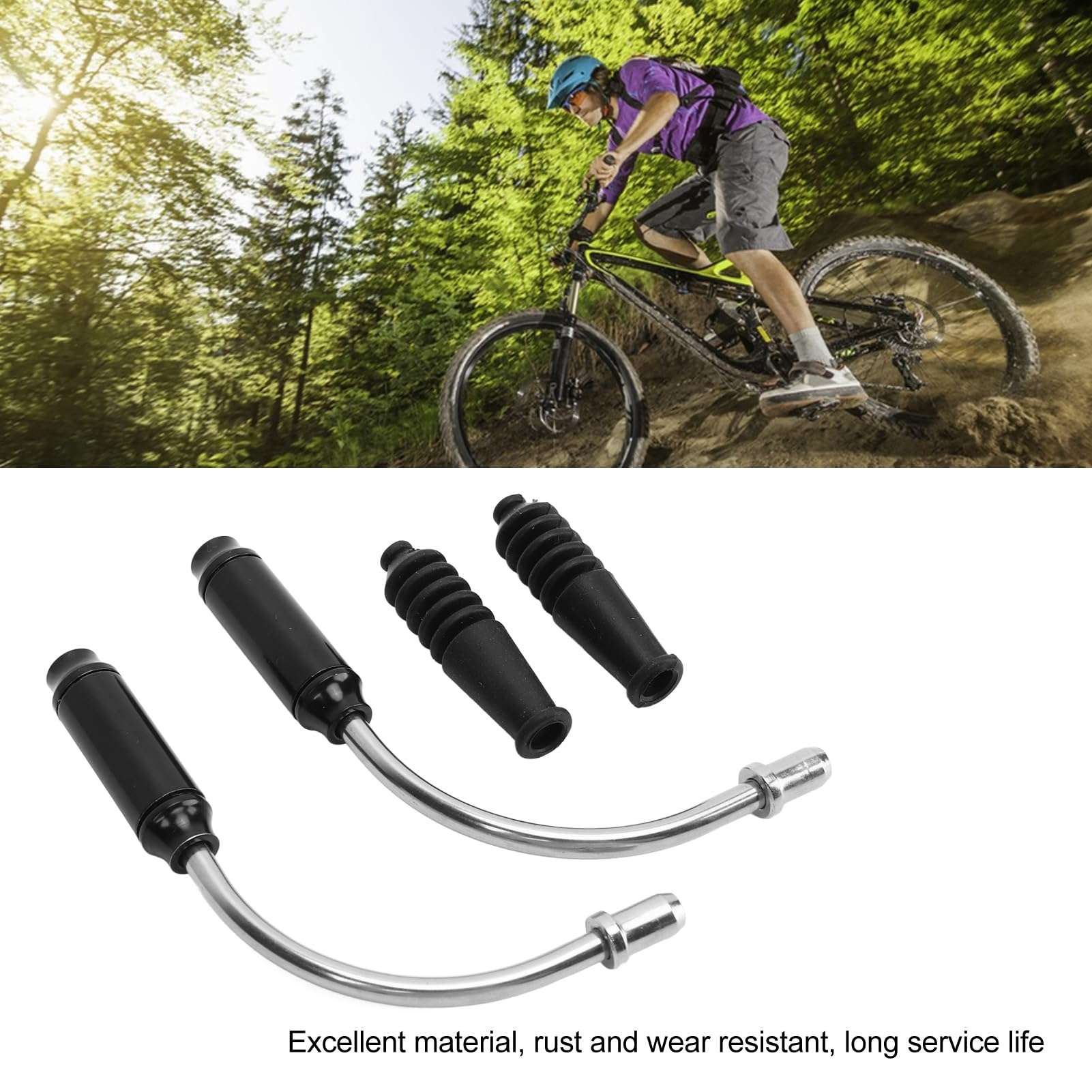 Bicycle Cycling Brake Pipe,Bike V Brake Noodle Cable Guide Pipe, Bicycle Brake Pipe with Rubber Boots,Bendable Brake Tube for Mountain Bikes Road Bikes BMX 3