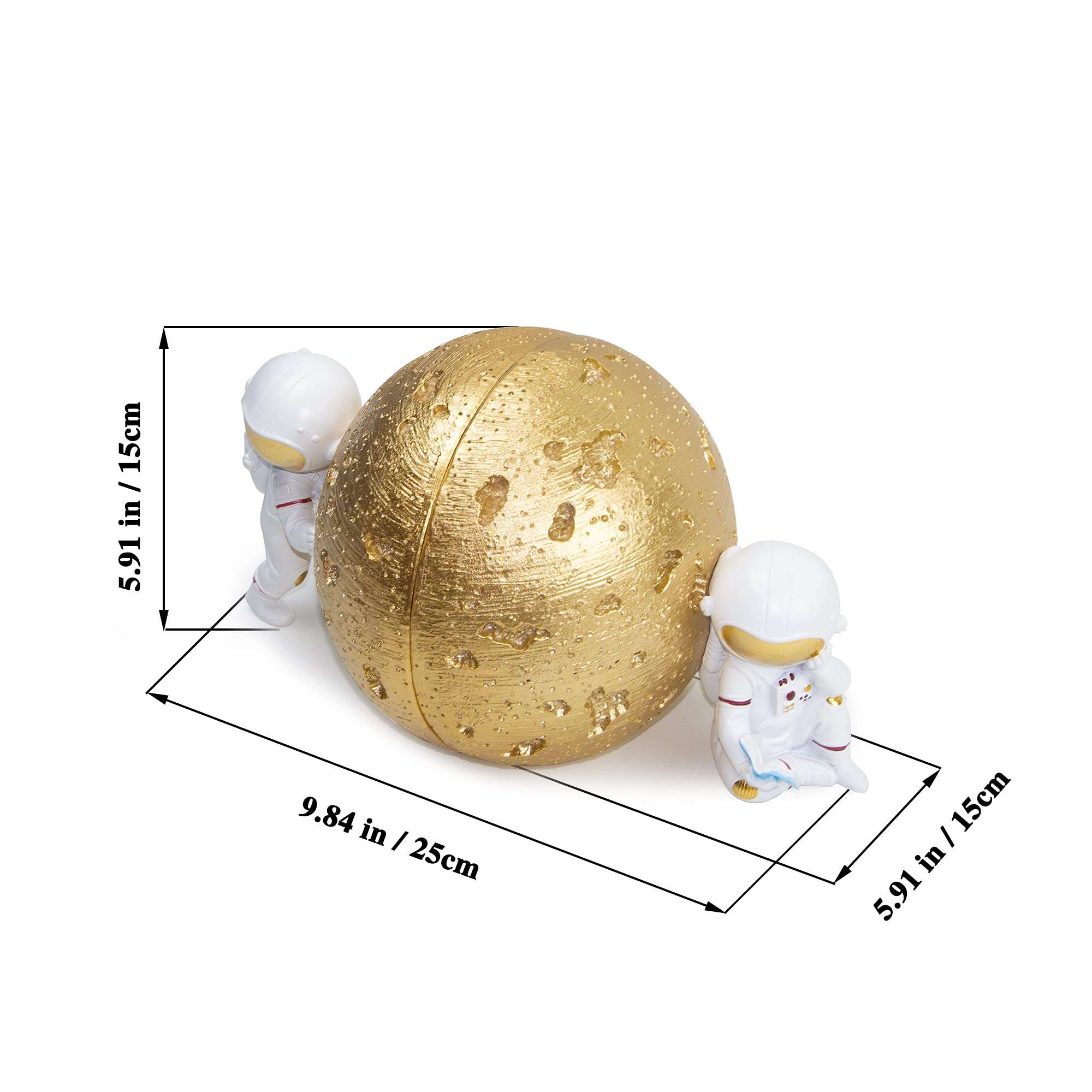 Space Theme Gold Bookends and Gray Clock Bundle - Astronaut Decor for Kids Room 6