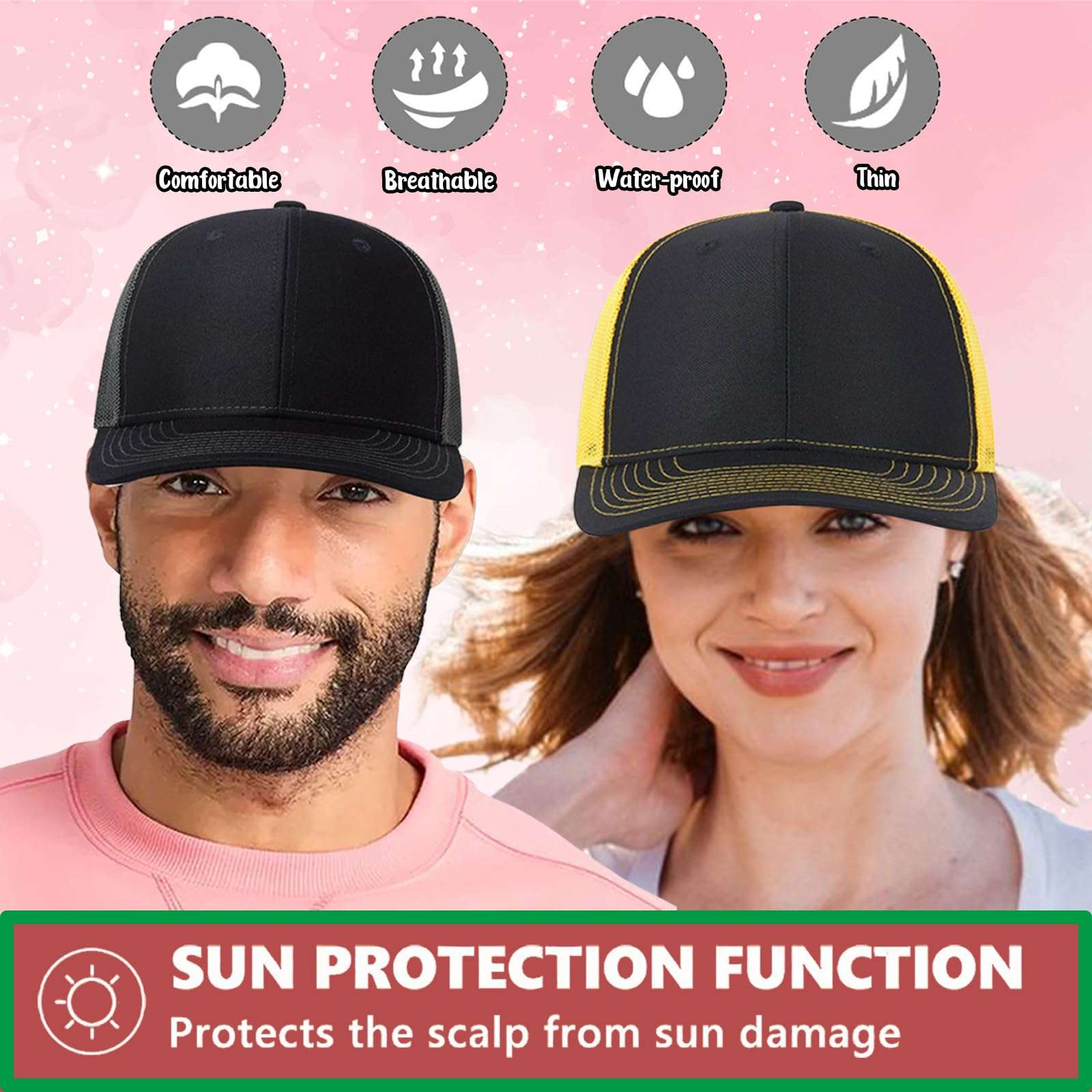 Generic Custom Hats Bulk Custom Hats for Man Woman Personalized Hats Unisex-Adults Trucker Hat Black-gray 4