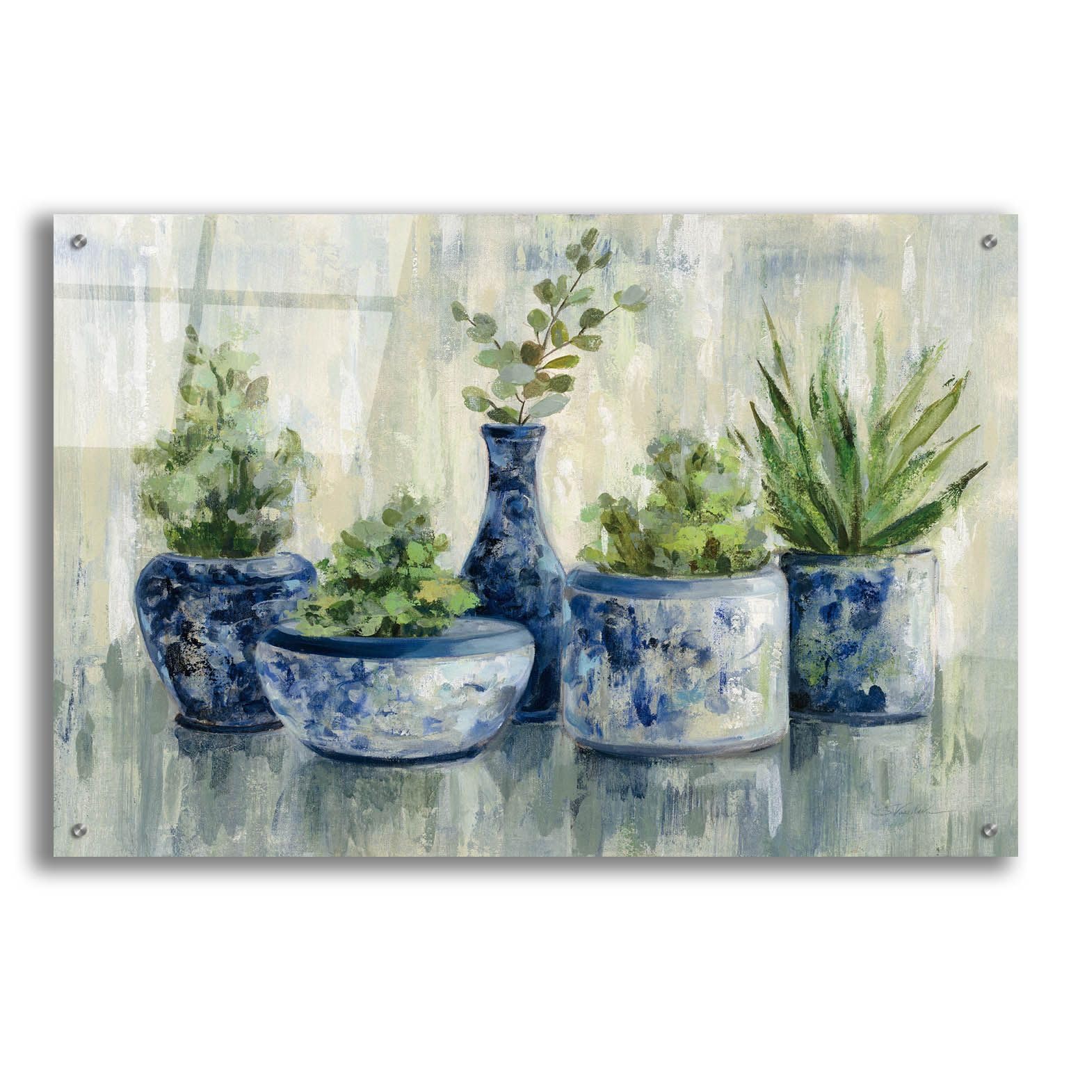 Epic Art 'Chinoiserie Plants' by Silvia Vassileva, Acrylic Glass Wall Art, 36"x24"