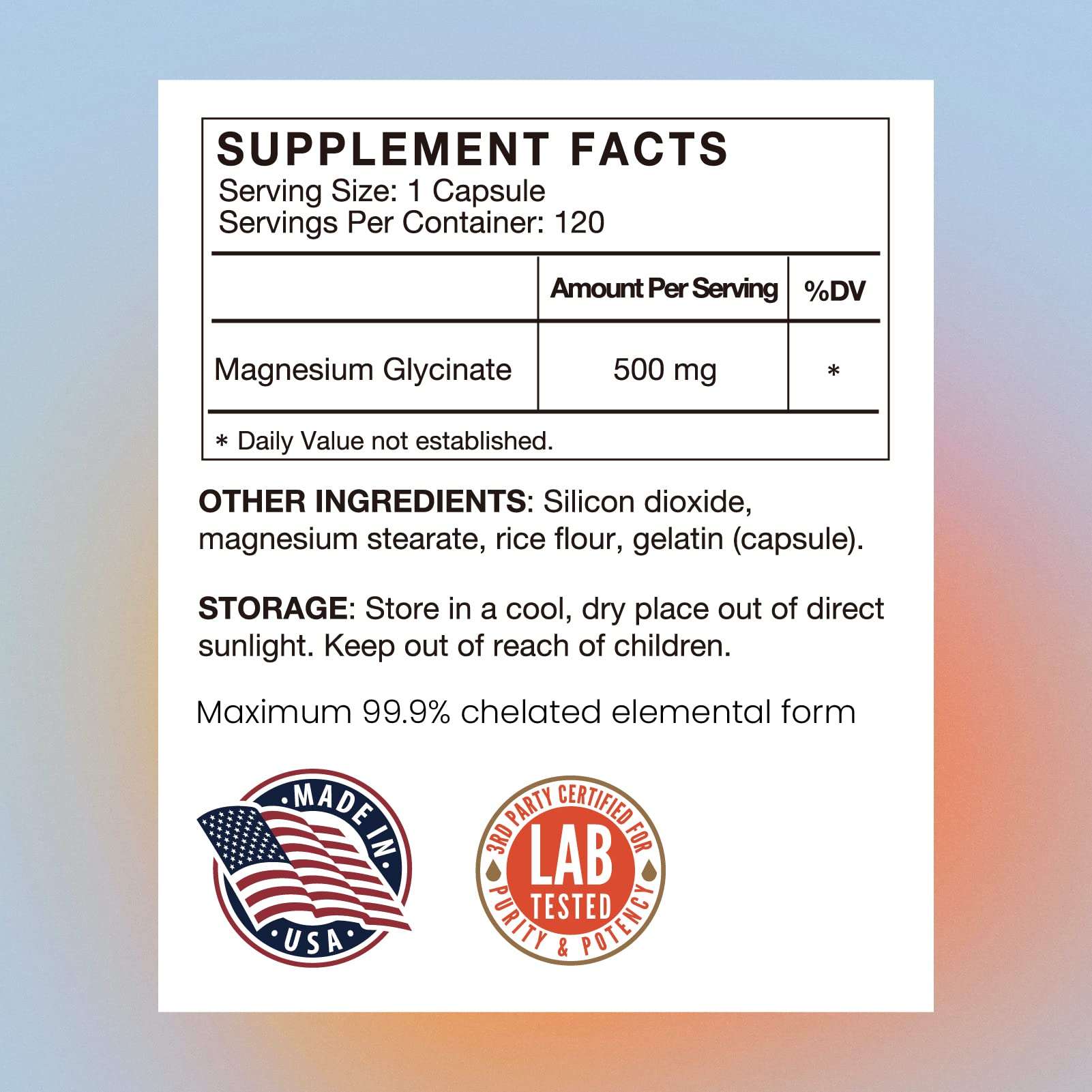 Magnesium Glycinate 500mg, Benfotiamine 600mg Supplement,120 Veggie Caps, Made in USA 6