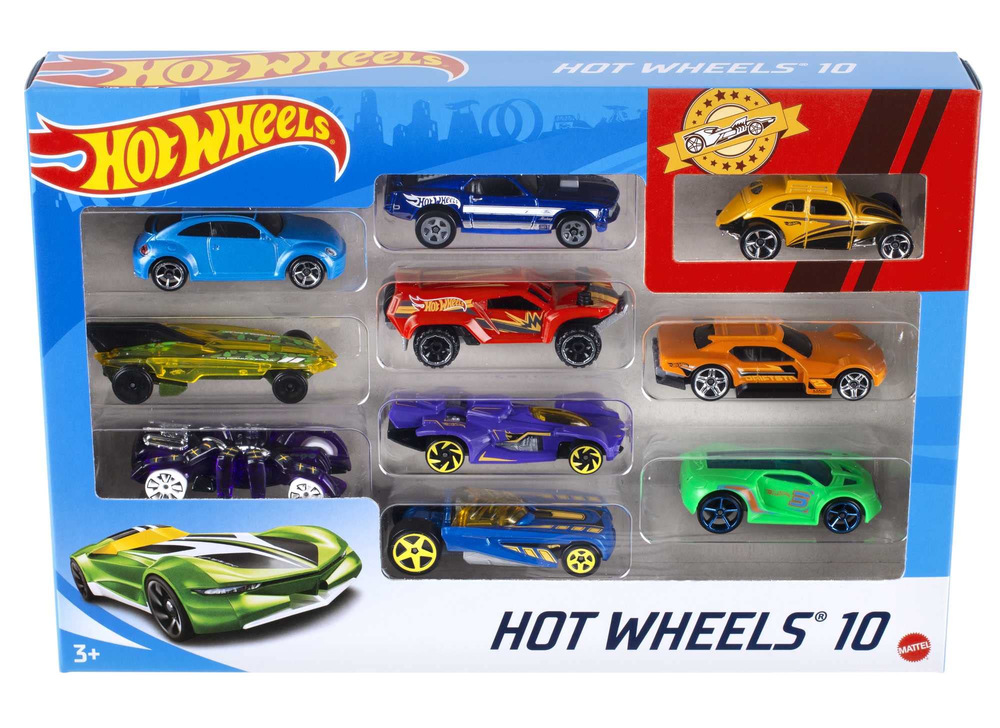 Hot Wheels 10 Cars Gift Pack, Assorted Metal Cars, Multicolor 1