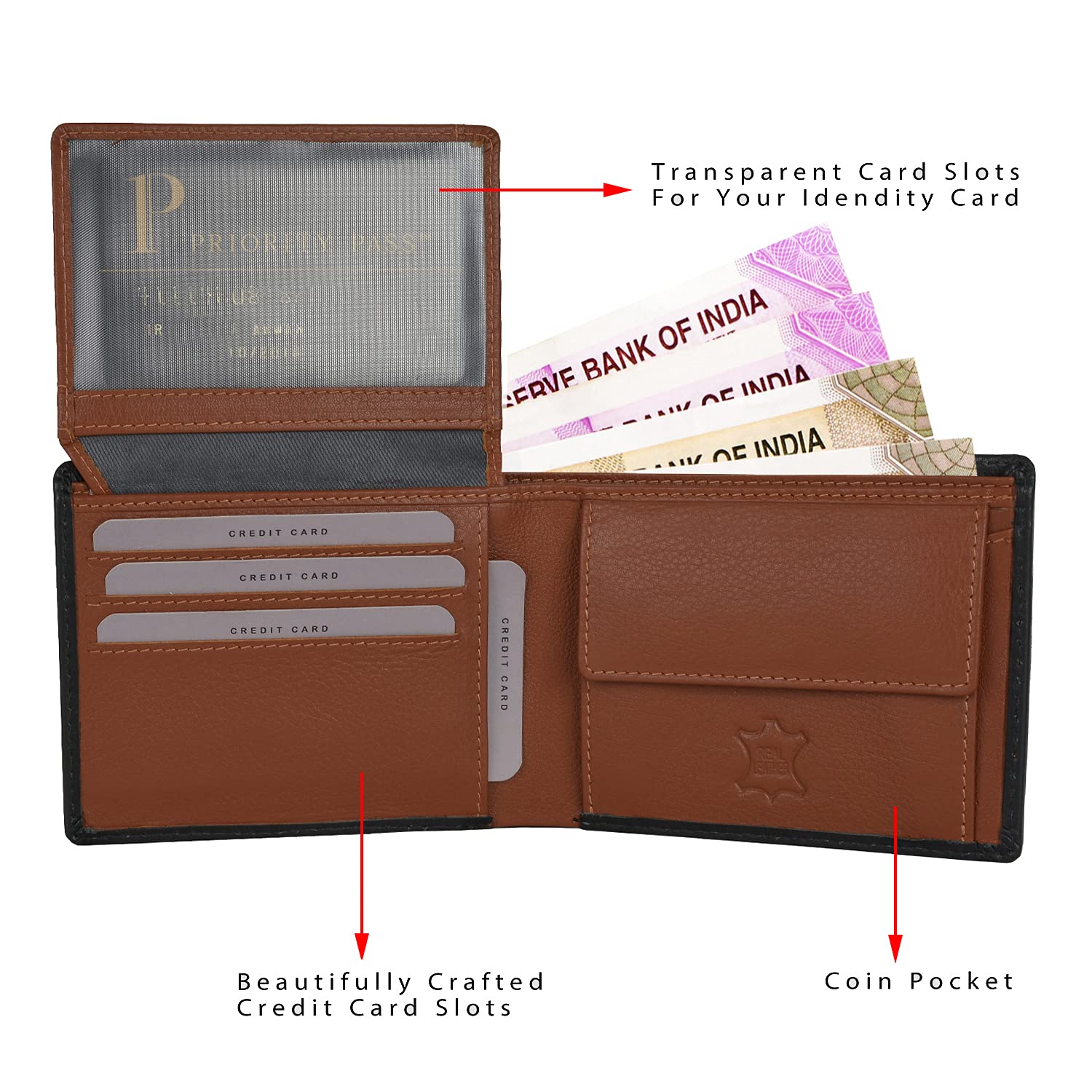 Rigohill Dusky Mens Leather Wallet | Black/Rust Leather Wallet for Men | RFID Mens Wallet 5