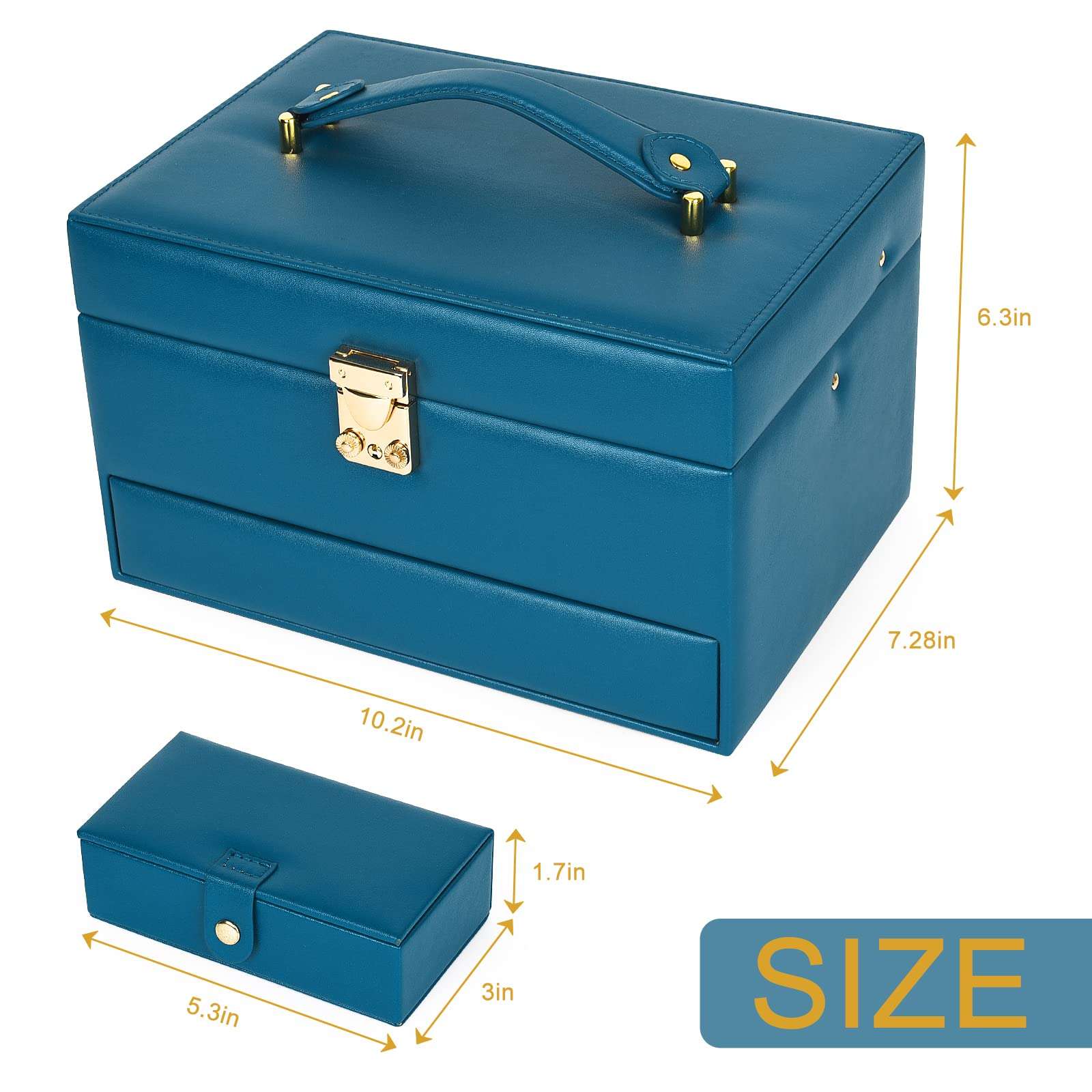 Jewelry Box with 3 Layer for Women Girls One-button Display Your jewelry Easy to Take and Place Storage 3