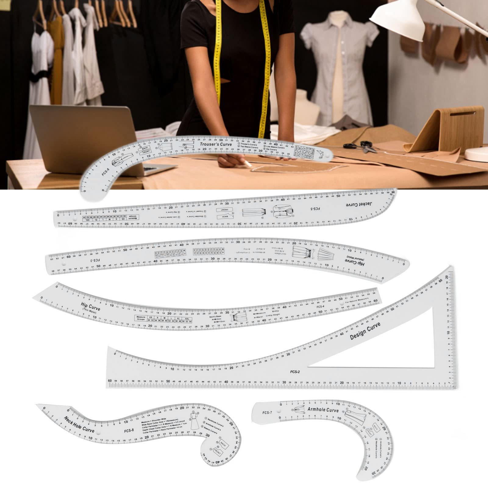 French Curve Ruler for Pattern Making Reglas De Costura para Patrones,Sewing Pattern Making Tools High Acrylic Material Various Sizes Curved Ruler for Creating Patterns for Sketching and Drawing 3