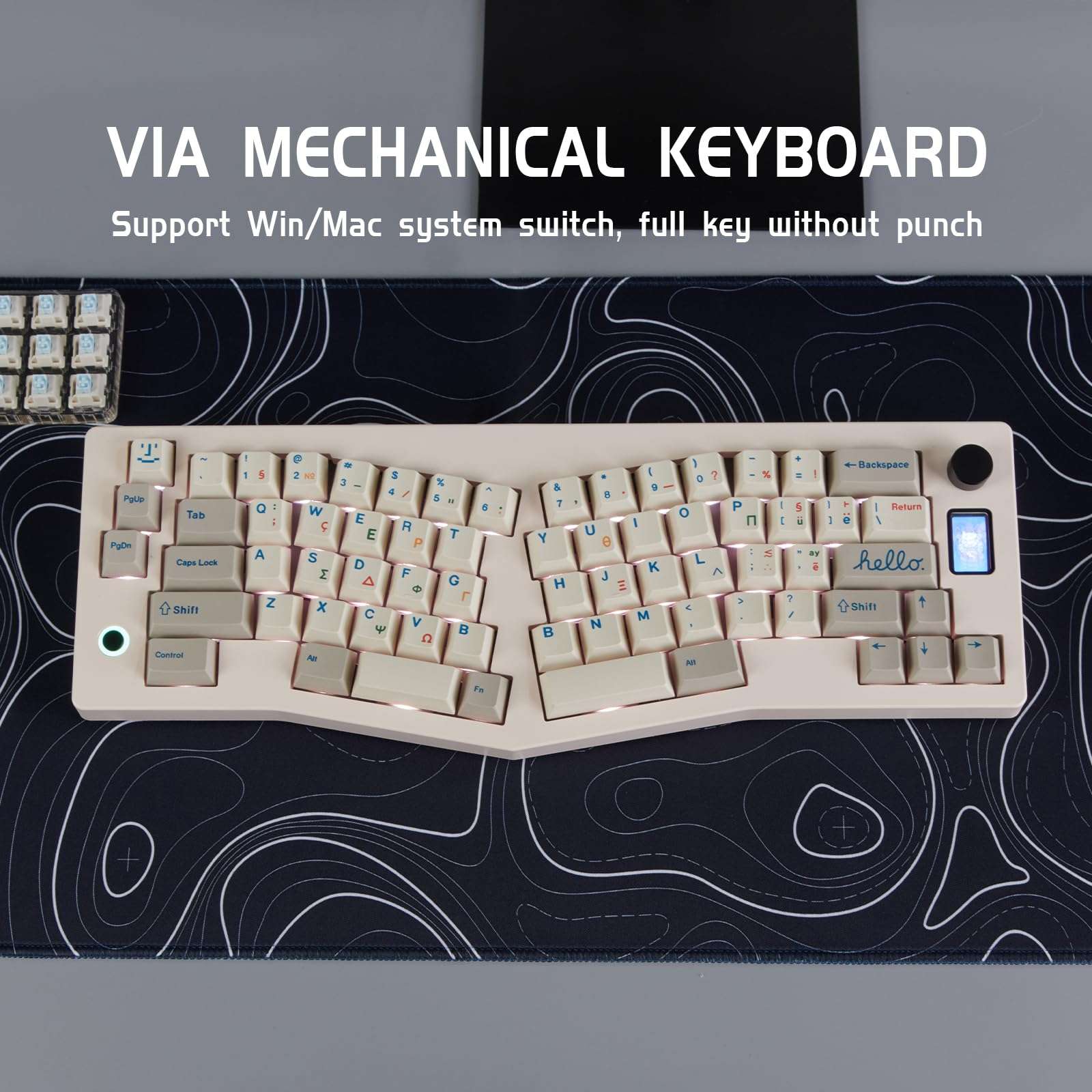 CIDOO ABM066 Alice Keyboard Hot Swappable Mechanical Keyboard RGB Wireless Custom Gaming Keyboard with Silent Linear Switches VIA Programmable Volume Knob for Win/Mac/iOS(Retro 9009 Grey Keycaps) 3