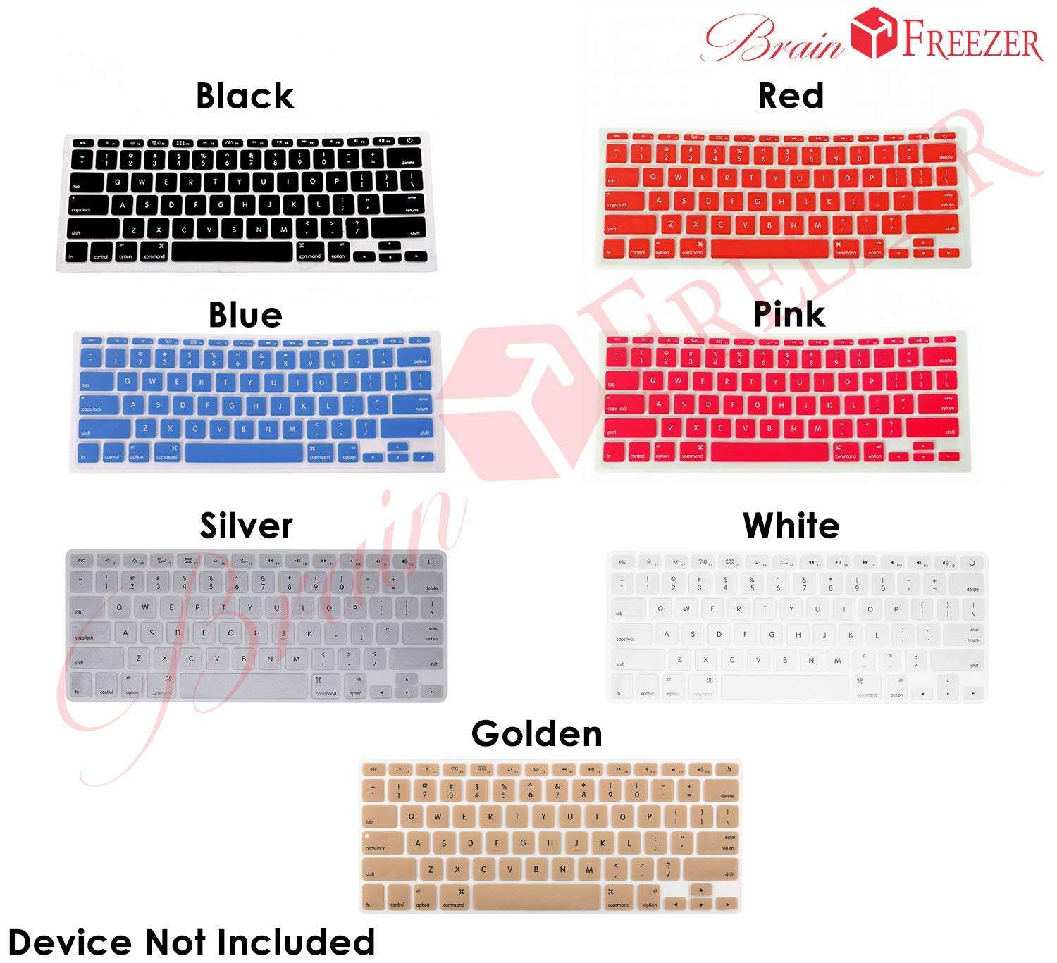Brain Freezer Premium Ultra Thin Keyboard Cover Protector for MacBook Air 13" A2179, A2337 M1 Chip (Year 2020+) Silver 6