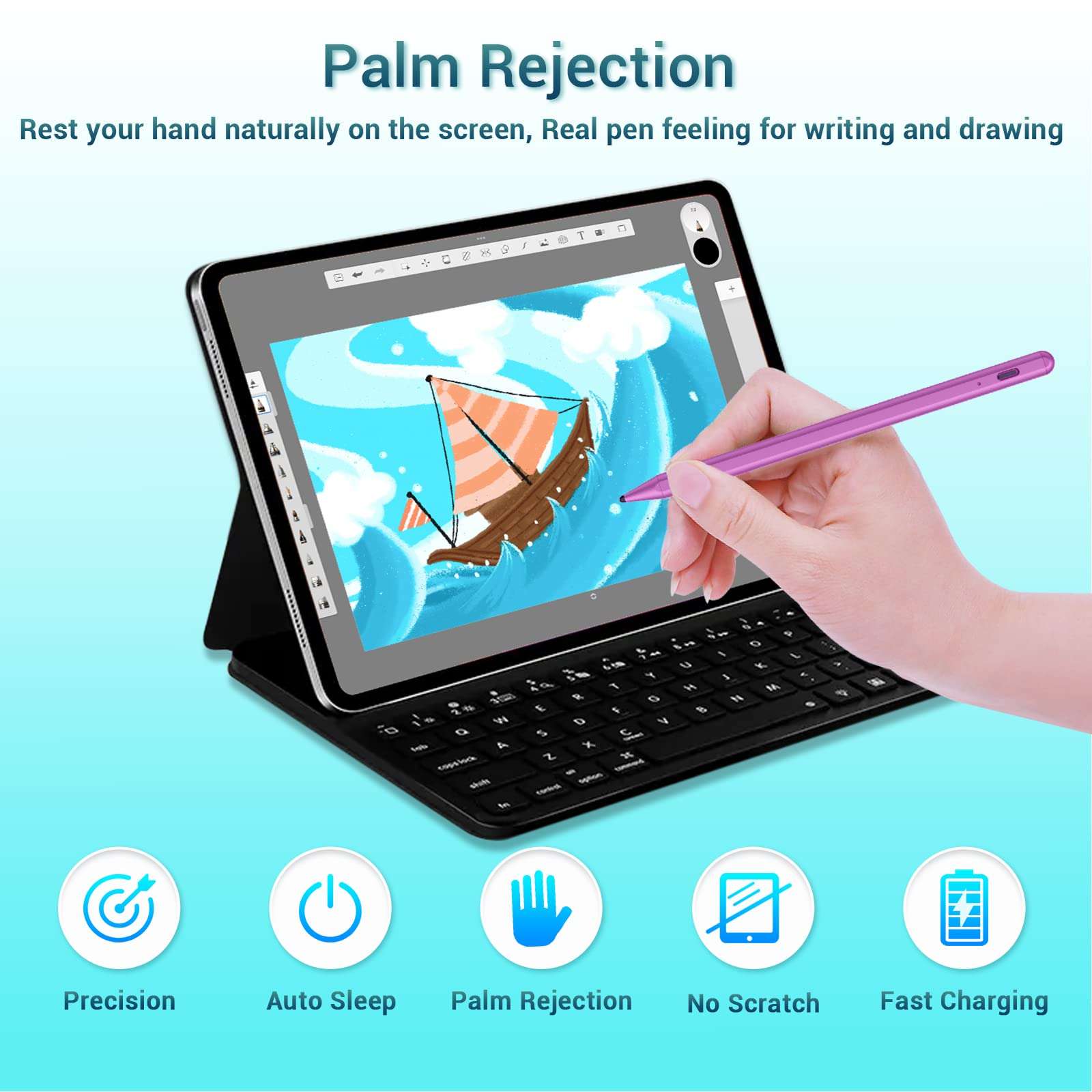 Stylus Pencil for Apple iPad Pen - Pencil for iPad 6th 7th 8th 9th 10th Generation Palm Rejection for Apple Pencil Compatible 2018-2022 iPad Mini 6th 5th iPad Air 5th 4th 3rd Gen iPad Pro 11-12.9 Inch 4