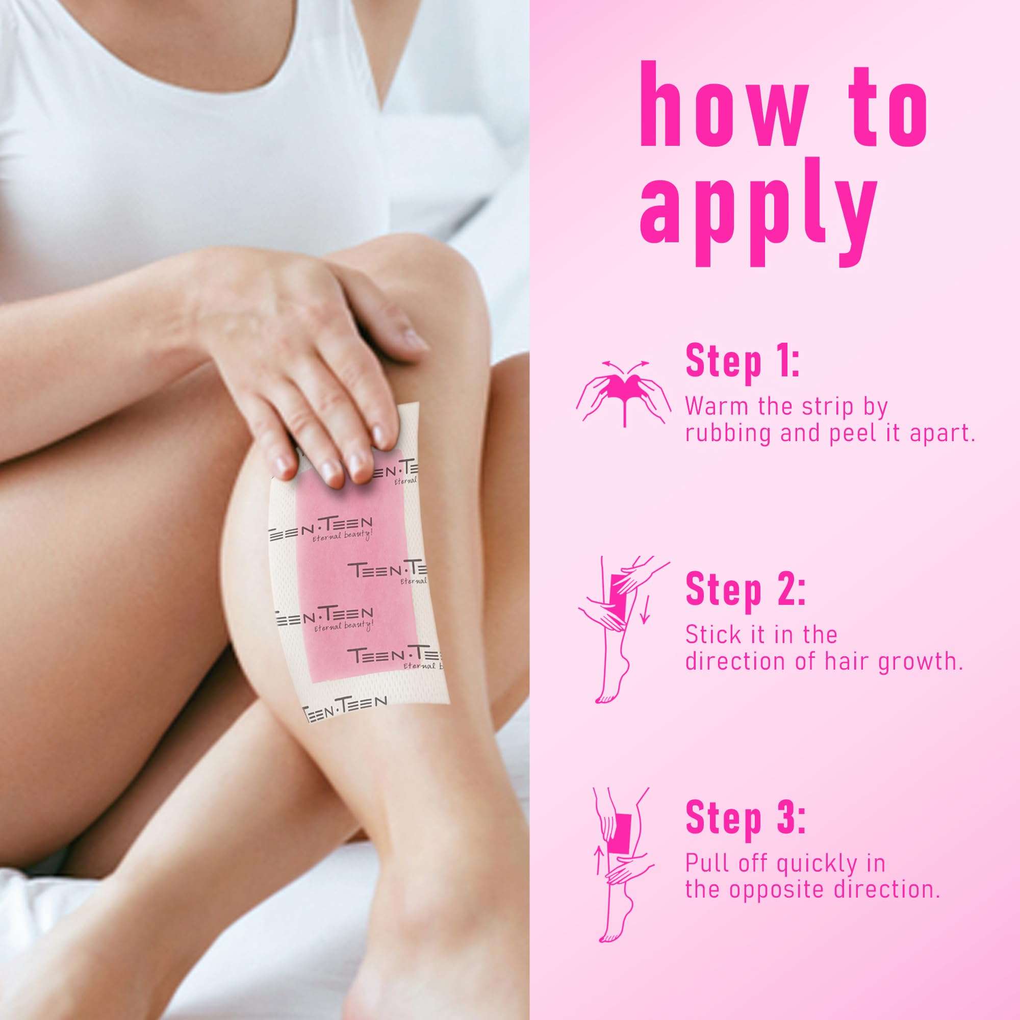 TEEN TEEN Body Wax Strips for Women | 20 Non-Woven Waxing Strips for Face, Legs, Underarms | Removes Unwanted Hair for Smooth, Long-Lasting Results, Chocolate, 20Pcs 5