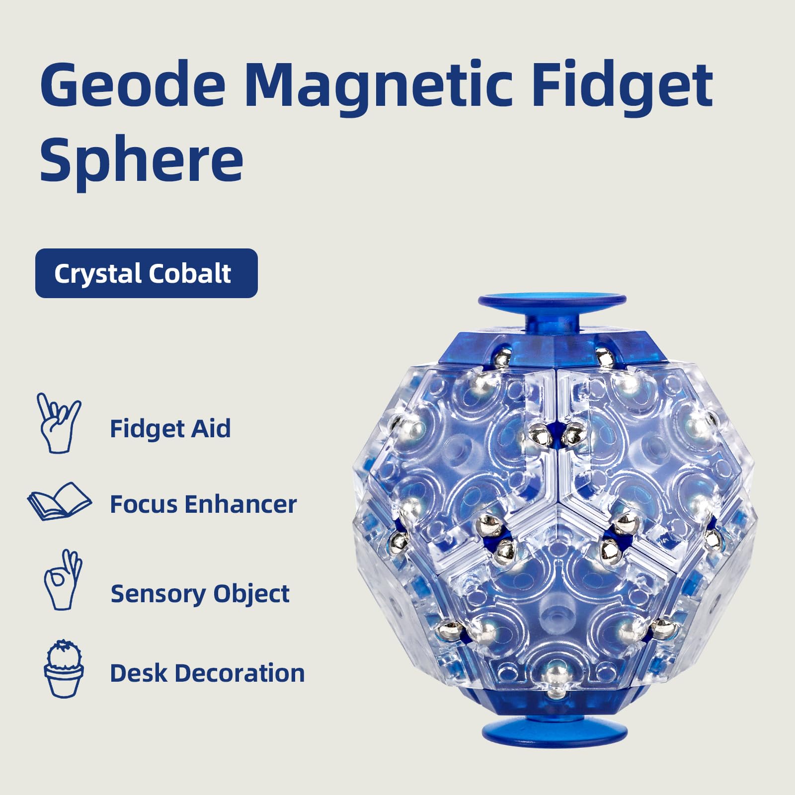AIQI 14-Piece Set Magnetic Fidget Sphere Pentagons - Building Blocks Magnetic Stress Relief Desk Magnet Toys for Relaxation and Focus (Blue) 3