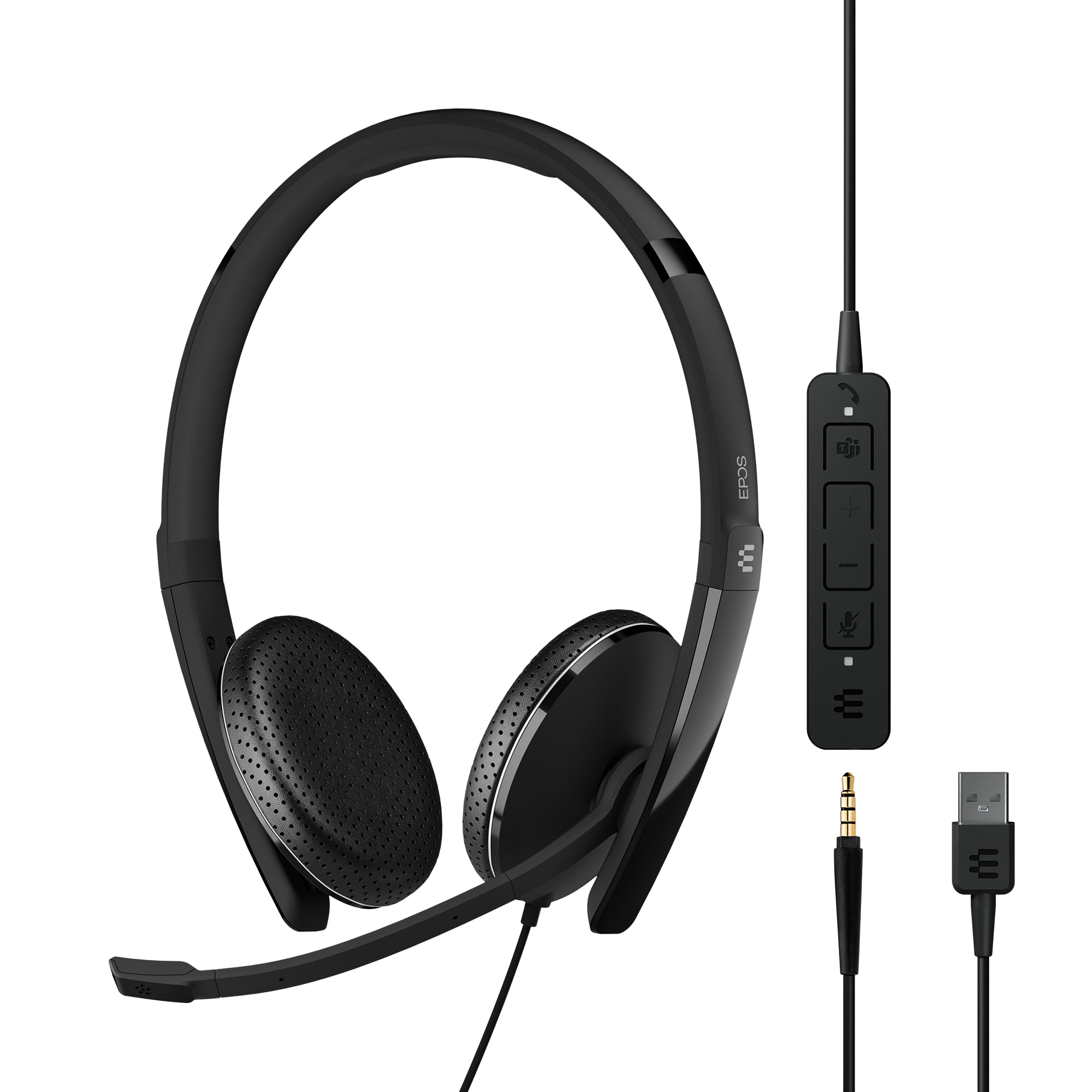 EPOS Adapt 165T USB II - Wired, Double-Sided Headset - 3.5mm Jack/USB Connectivity - Teams Certified-UC Optimized-Superior Stereo Sound-Enhanced Comfort-Call Control- Black