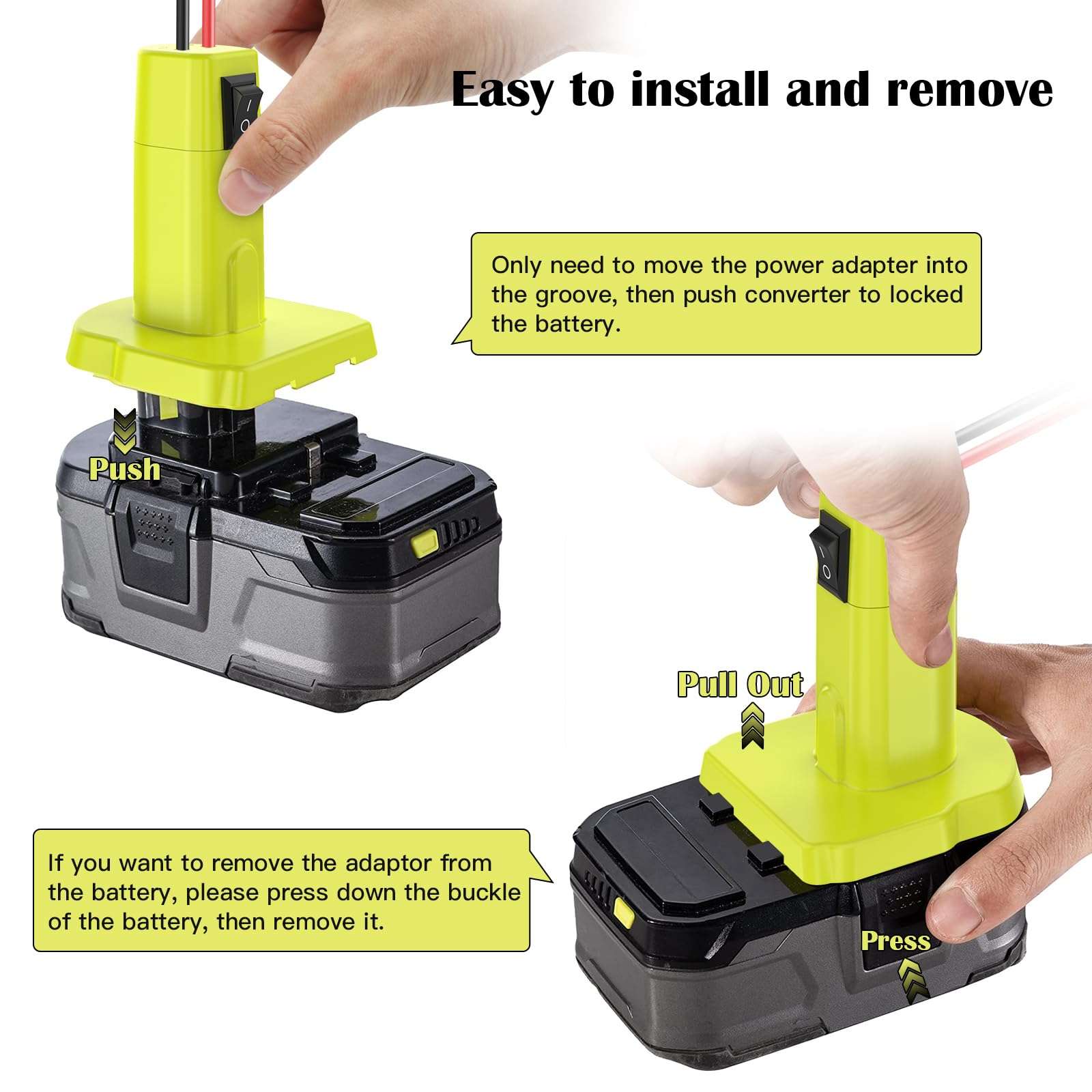 KOEZEOI 2 Packs Power Wheel Adapter for Ryobi 18V Battery Adapter Power Wheel Battery Converter Kit with Fuse & Switch & Wire Terminals 12AWG Wire for DIY Ride On Truck and Rc Toys 5