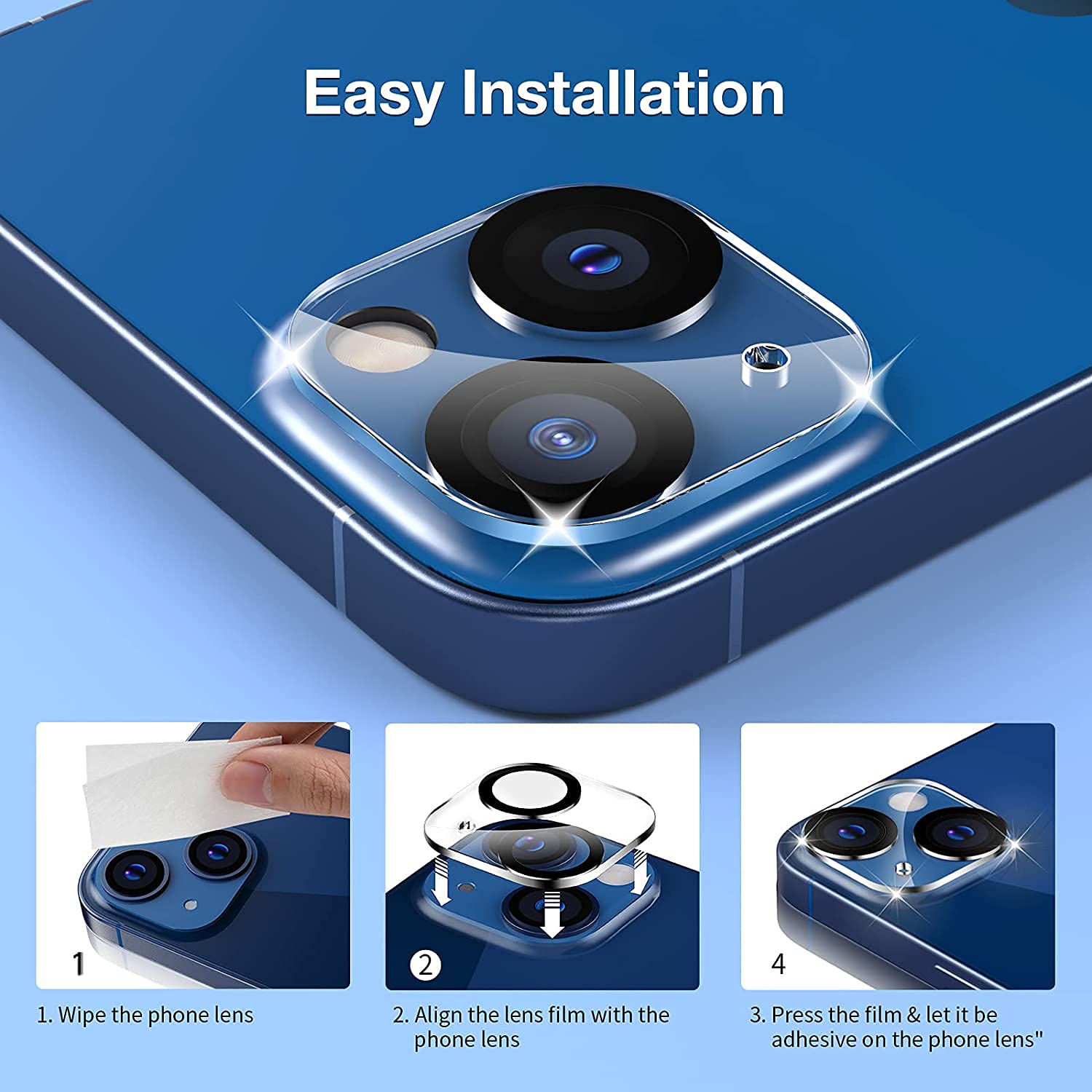 Kite Digital Compatible with [Pack of 2] iPhone 13 Mini Back Camera Lens Protector Tempered Glass - Full Camera Coverage Smooth Finish with Easy Installation Kit 5