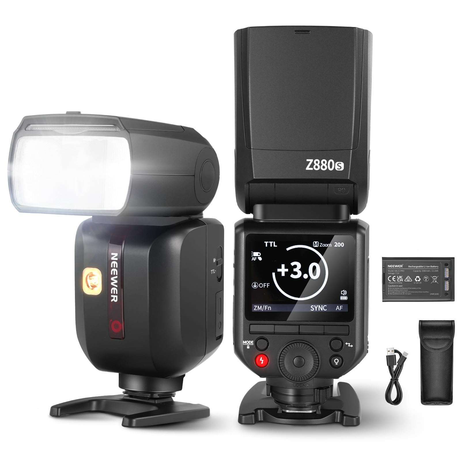 NEEWER Z880-S 2.4G 76Ws TTL Camera Flash Speedlite Compatible with Sony, Upgraded UI, Adjustable Modeling Lamp, TTL/M Quick Switch TCM Key, 1/8000s HSS 7.2V/3000mAh Battery 600 Full Power Flash 1