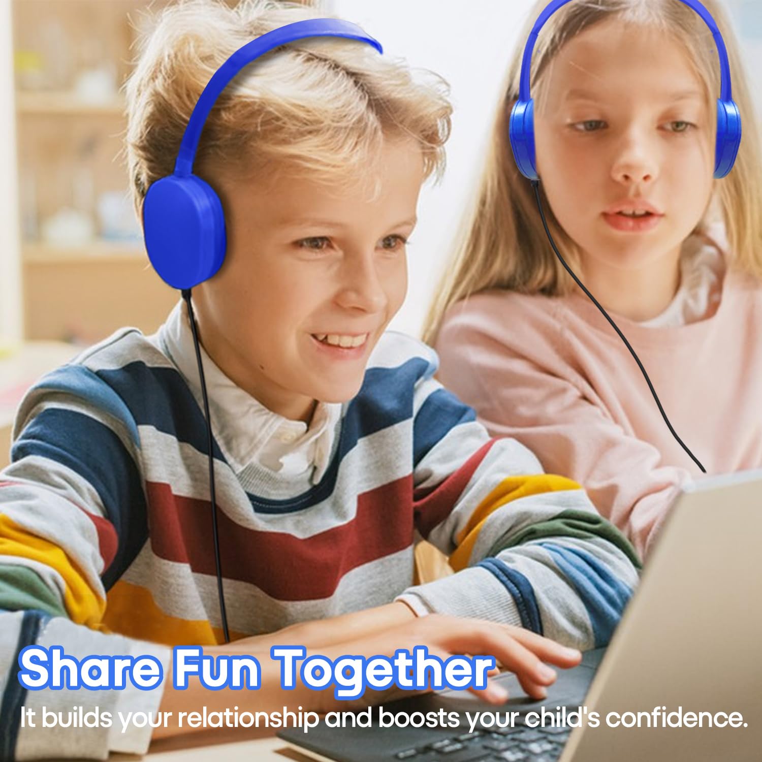 CN-Outlet Kids Headphones Bulk 50 Pack for Classroom School,Durable Wholesale Wired On Ear Headphones for Kids Student Boys Girls Teens and Adults,3.5mm Jack (Bule) 6