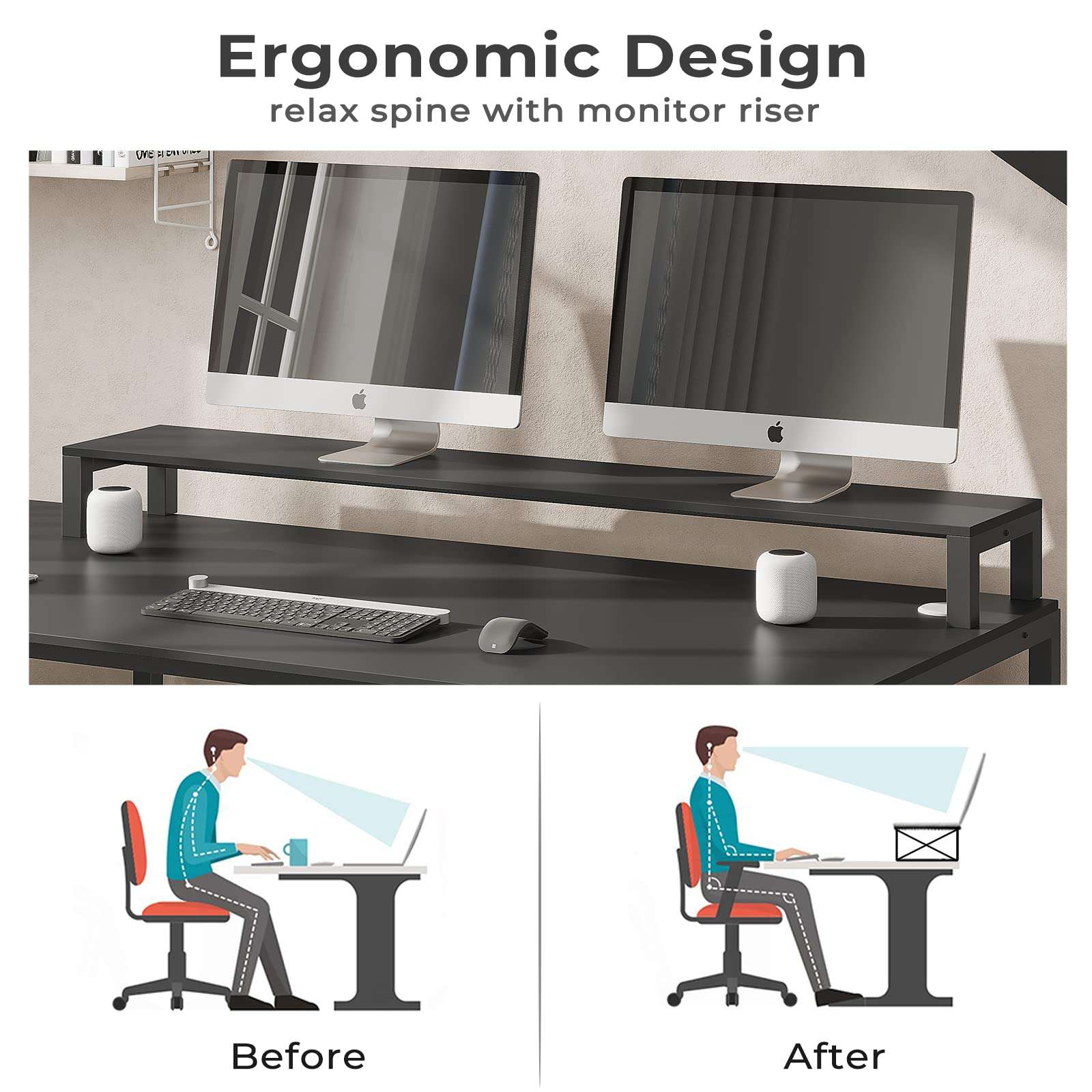 SEDETA L Shaped Computer Desk with Hutch, Drafting Drawing Table for Artists, 68.9 inches Corner Computer Desk for Home Office, Workstation Table with Monitor Stand Riser and Tiltable Desktop, Black 4