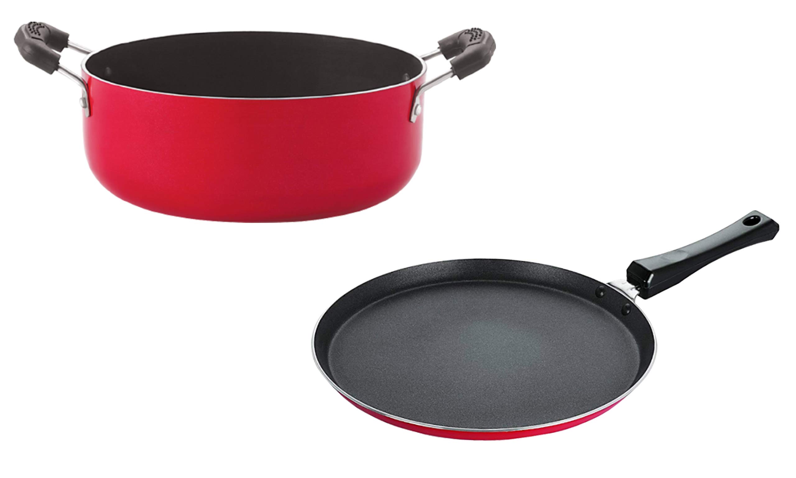 Nirlon Non Stick PFOA Free Stain Resistance Non-Induction Pots and Pans Giftset of 2 Pieces (2.6mm_Casserole22_FT12) 1