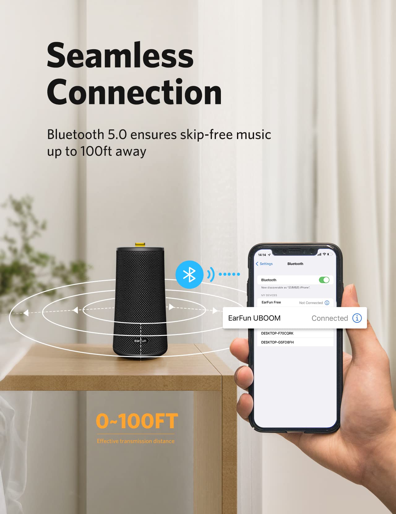 EarFun® UBOOM Bluetooth Speaker, [24W Stereo Sound] Boom Bass, 360° Surround Sound, Sweatshield™ IPX7 Waterproof, Indoor & Outdoor Modes, Dual Pairing, 24Hrs, Portable Wireless Speaker for iPhone etc 5