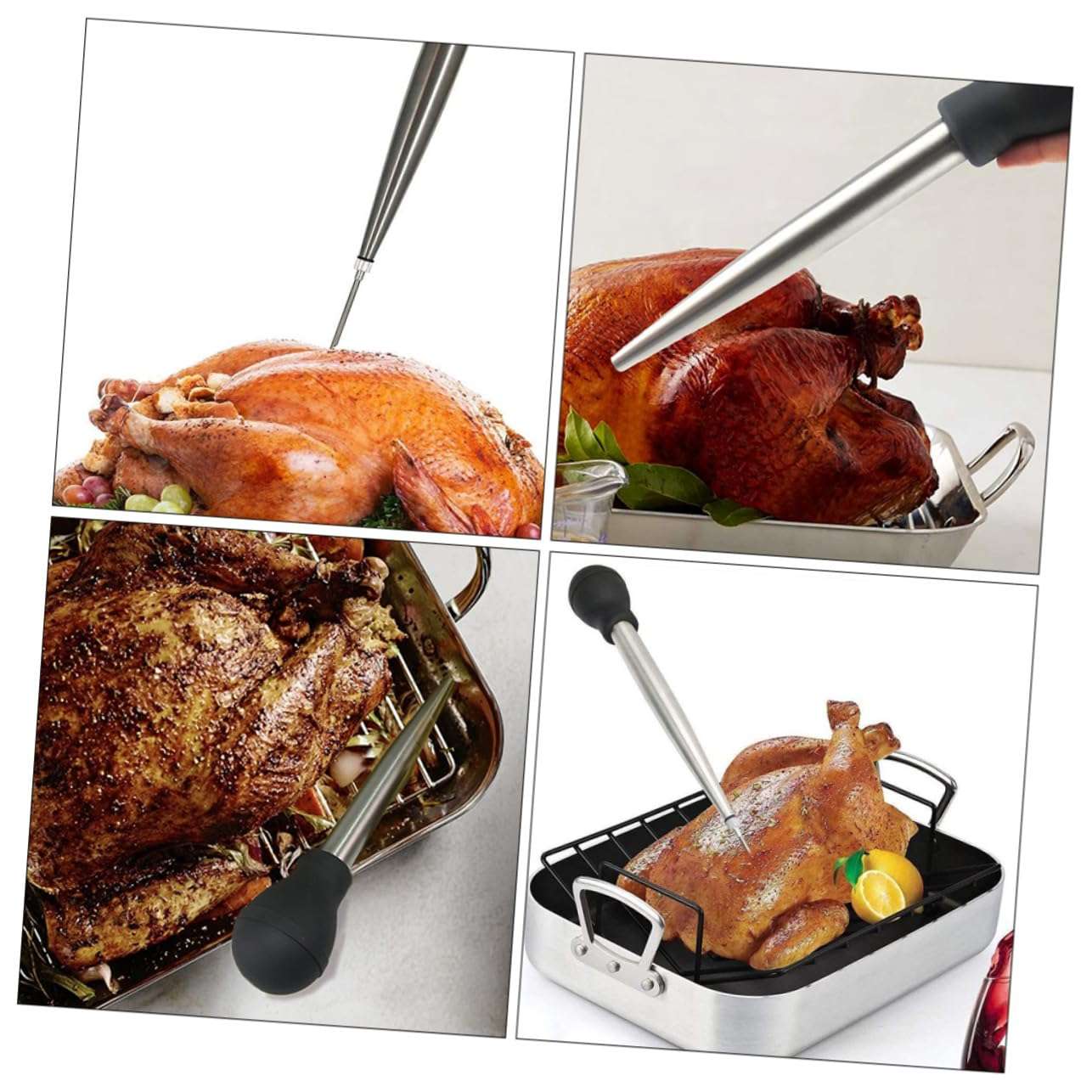 DEARMAMY Turkey Baster Set for Cooking Meat Injection Tool Food Injector Kitchen Meat Injector Spice Injector for Grilled Meat Injector Easy to Use Maintain 3
