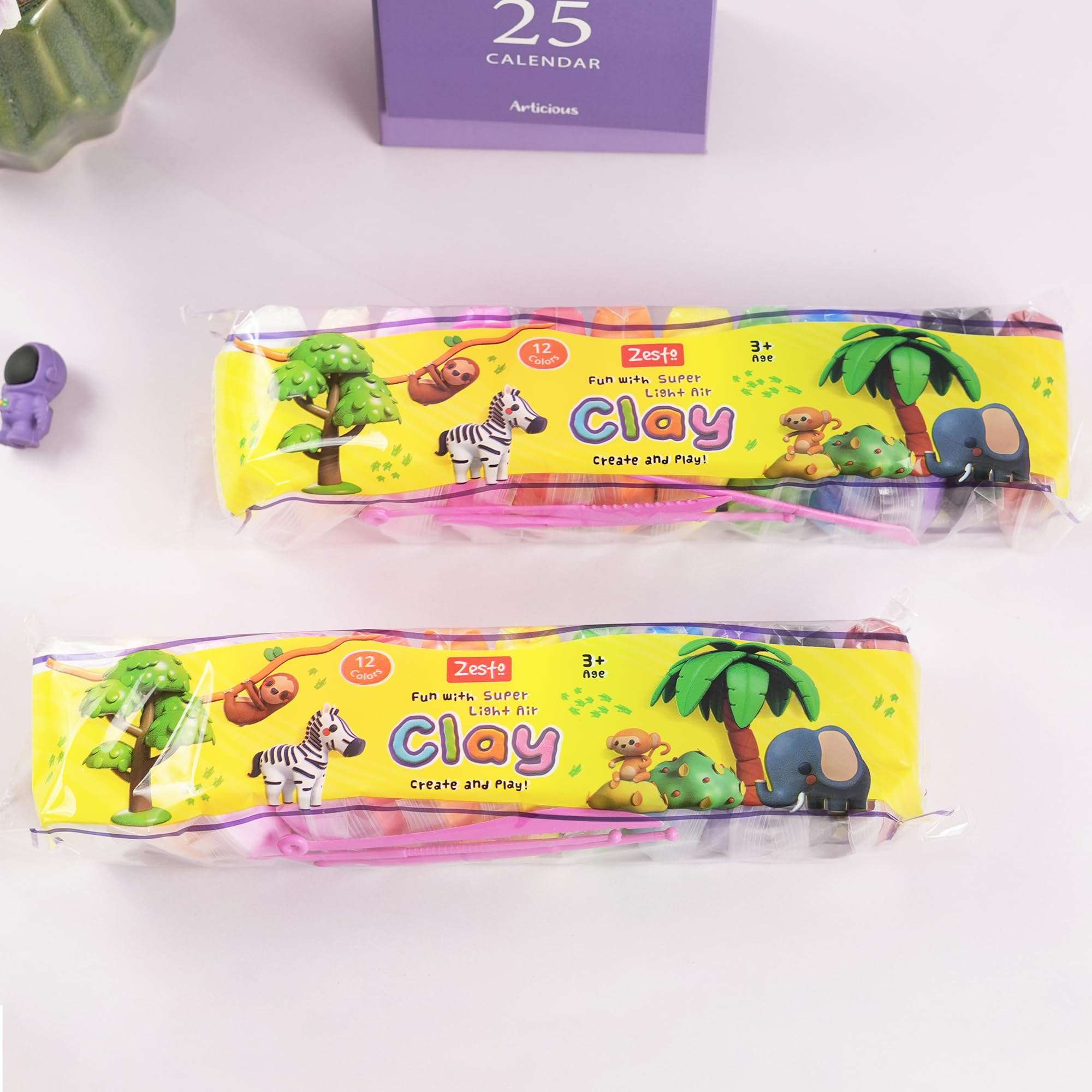 Zesto 72 Pcs Super Light Air Clay for Kids with 18 Sculpting Tools, Creative Art & Crafts Play Dough Birthday Return Gift for Boys and Girls Multicolor Non-Toxic Modeling 3