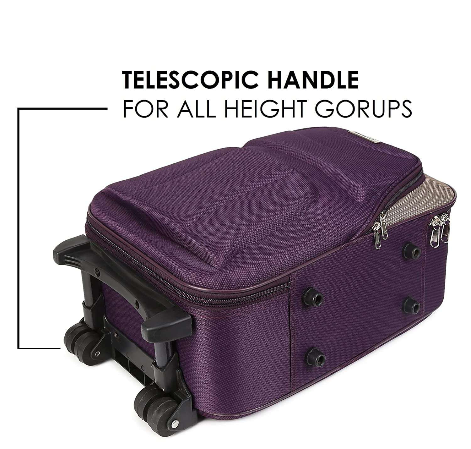 Scottish Model Polyester Soft-Side 66cm Medium Check-in 2 Wheels Luggage Trolley Bag with Spinner Wheels (Medium, Purple Brown) 3