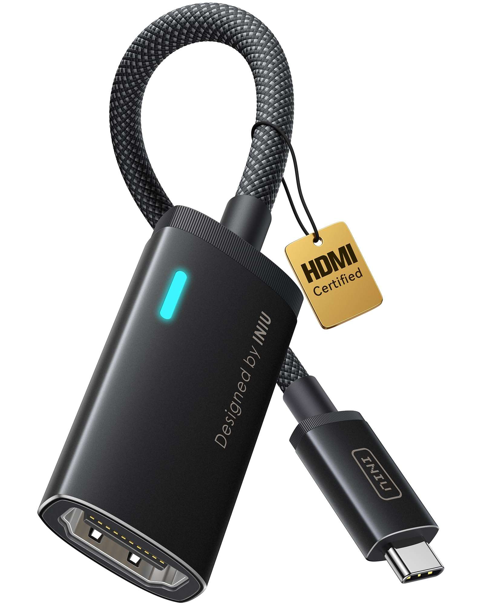 INIU USB C to HDMI Adapter (4K@60Hz), USB-C Adapter (4K HDMI), for MacBook Pro, MacBook Air, iPad Pro, iMac, iPhone 17 16 Pro Max, Pixelbook, Surface Pro, Dell, XPS, Galaxy, and More 1