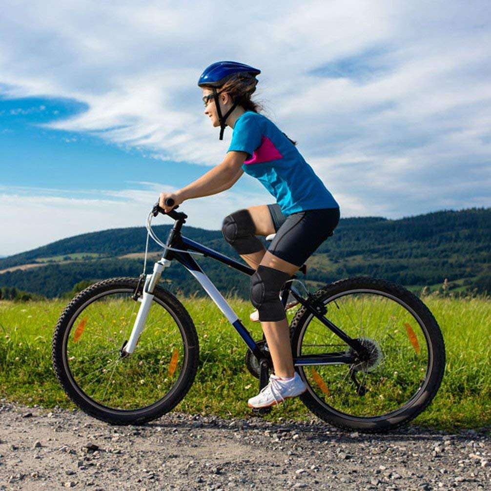 Luwint Protective Thick Sponge Knee Pads Knee Brace - High Elastic Non-Slip Basketball Volleyball Knee Sleeves Support for Gardening Weightlifting Running Gym Yoga, 1 Pair Unisex 6