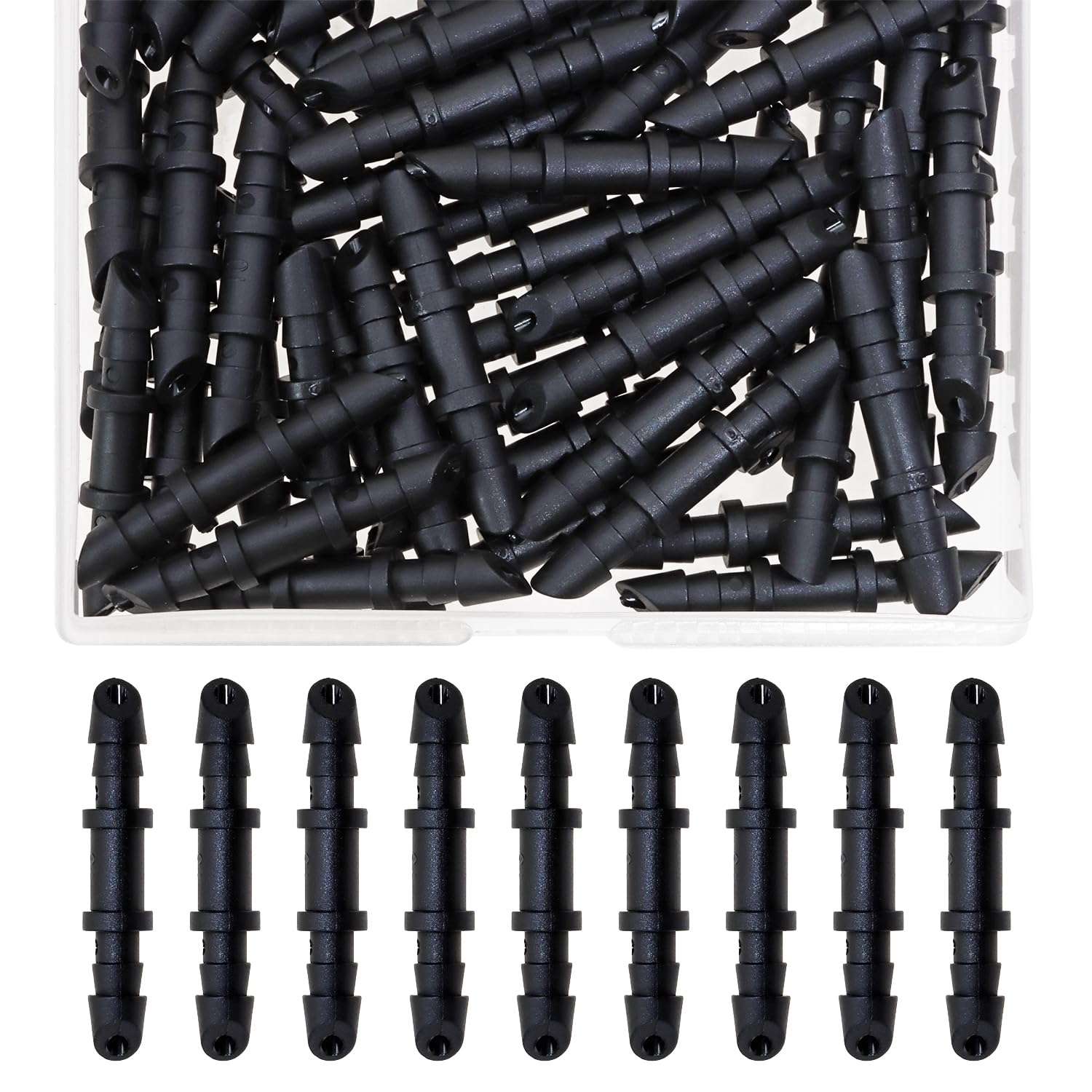 Mini Skater Double Barbed Coupling Fittings for 4/7mm Drip Irrigation Tubing Systems Garden Flower Pot Greenhouse Lawn (60, Black) 1