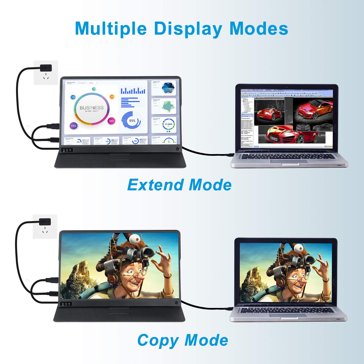 PONKLOIE Portable Monitor for Laptop VESA Extremely Slim & Eye Care Portable Screen USB C HDMI FHD 1080P Computer Monitor with Speakers and Cover for Laptop, MacBook, Xbox 6