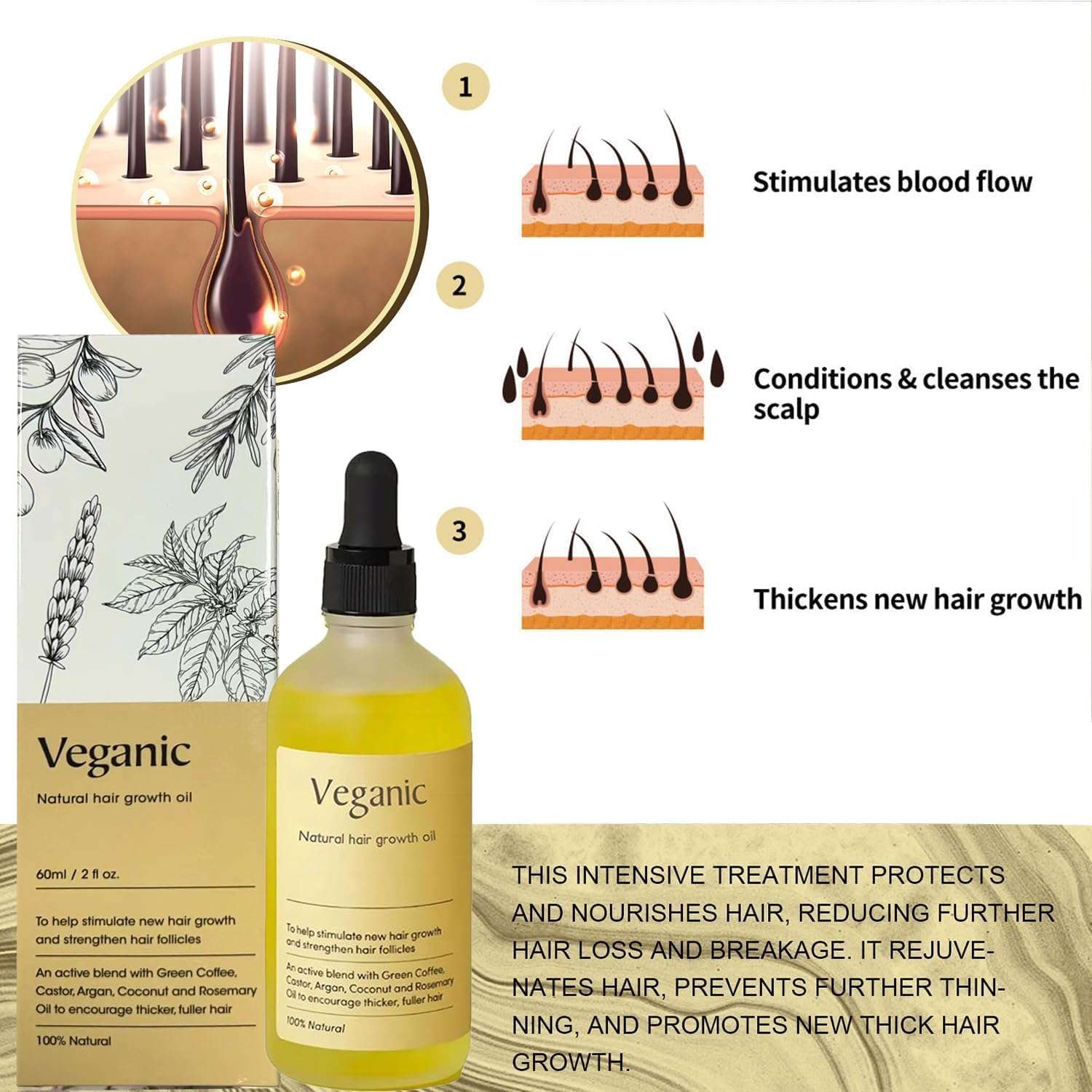 My Flower Moon Hair Growth Oil, Carvenchi Natural, Elarmes, Urelan , Vegan (5PCS) 4