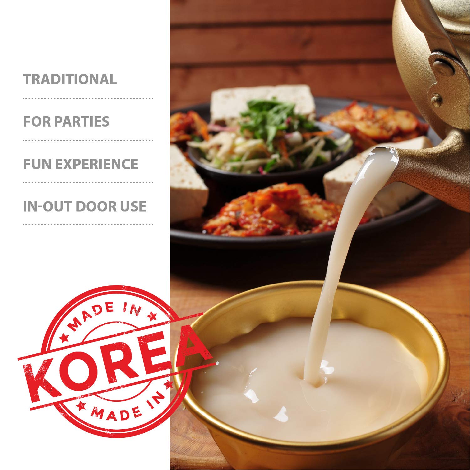 Eutuxia Makgeolli 4 Bowls + Kettle for Korean Traditional Raw Rice Wine, Dongdongju, Soup or Any Drinks. Lightweight & Sturdy Aluminum, Great for BBQ Parties, Camping & All Occasions. Made in Korea 4