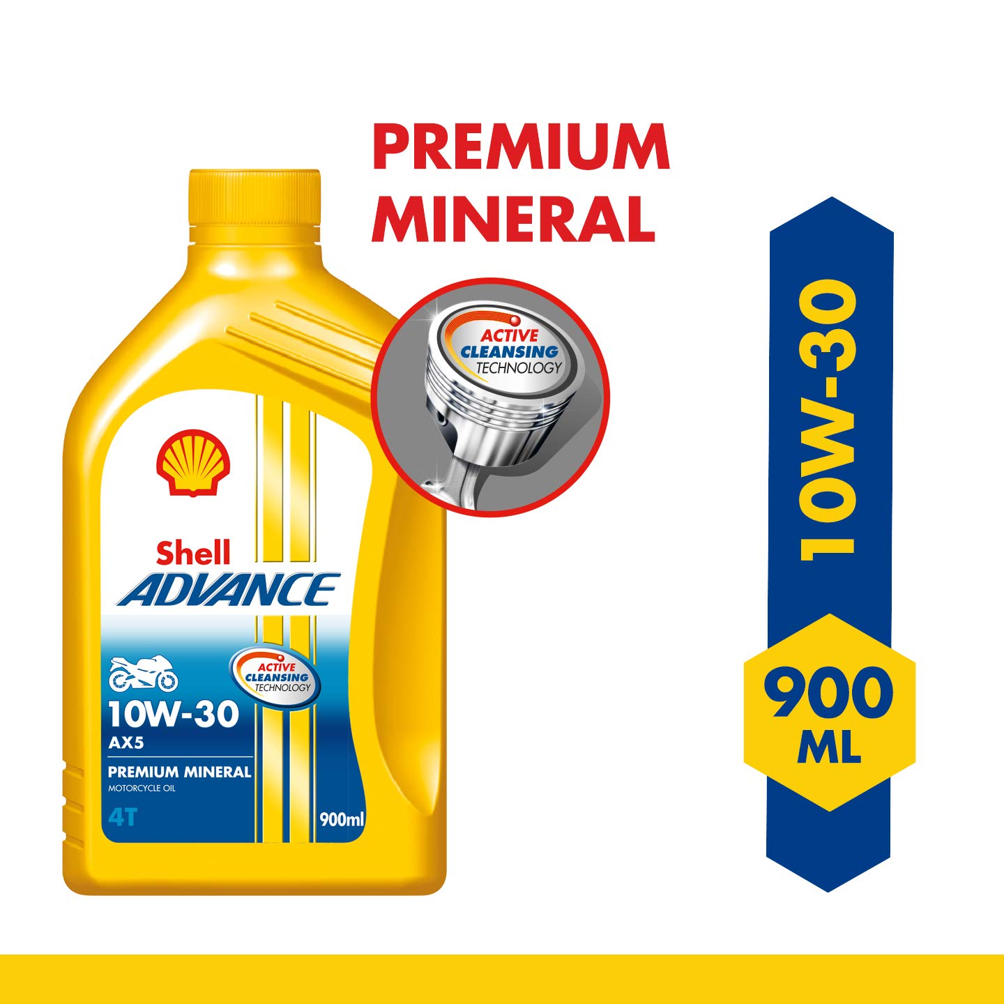 Shell Advance AX5 4T 10W-30 API SL Premium Mineral Motorbike Engine Oil (900 ml) 2