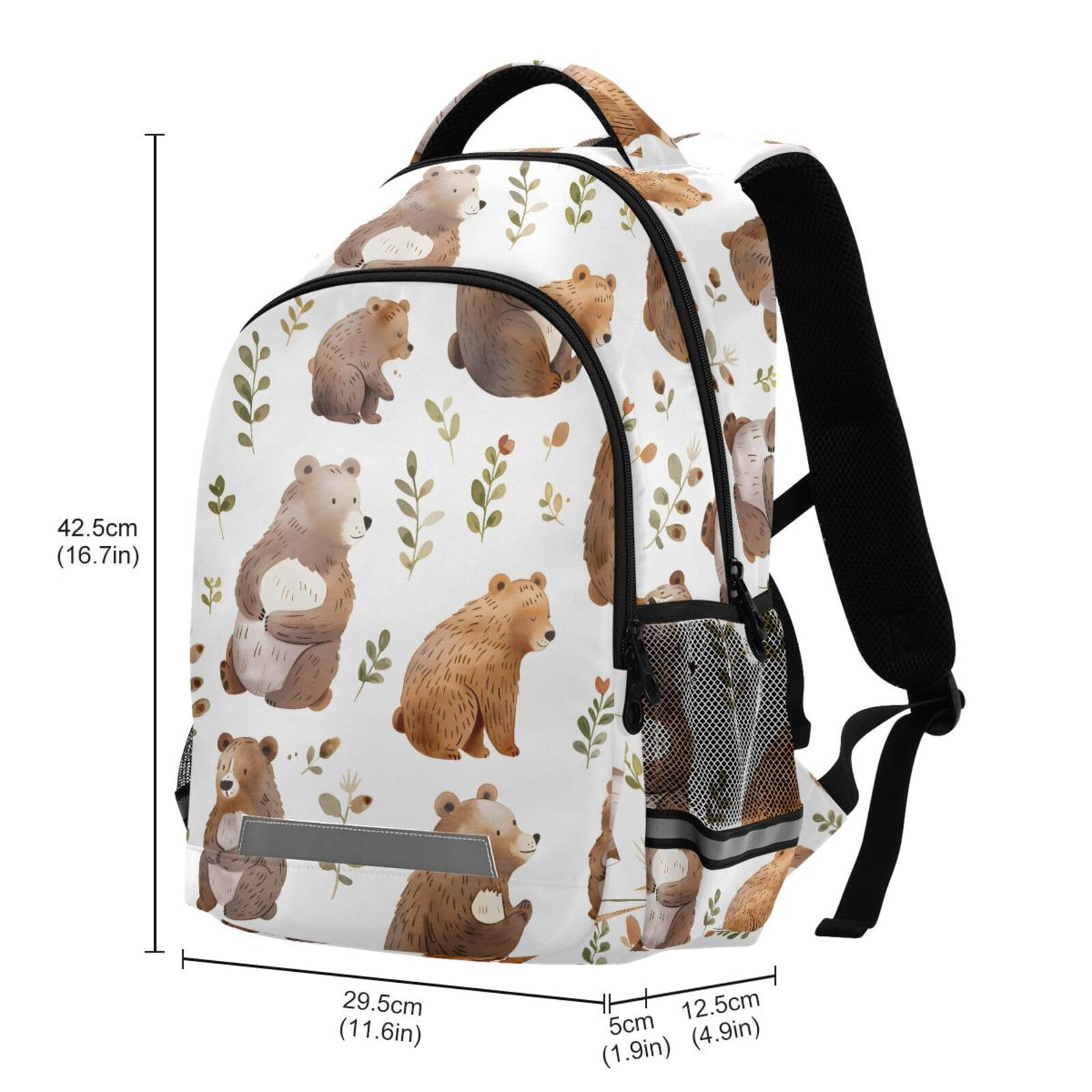 Backpack for Students Boys Girls Bear Leaves School Bag Travel Daypack Rucksack 6