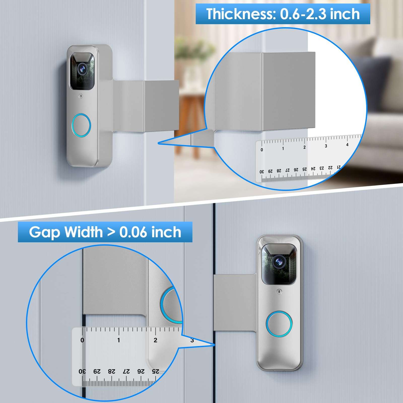 NANW Blink Doorbell Mount, Full-Metal Anti-Theft Doorbell Camera Mount, No-Drill and Not Block Motion Sensor Bracket, Blink Aluminum Alloy Video Doorbell Holder for Home/Apartment/Dorm,Silver 6