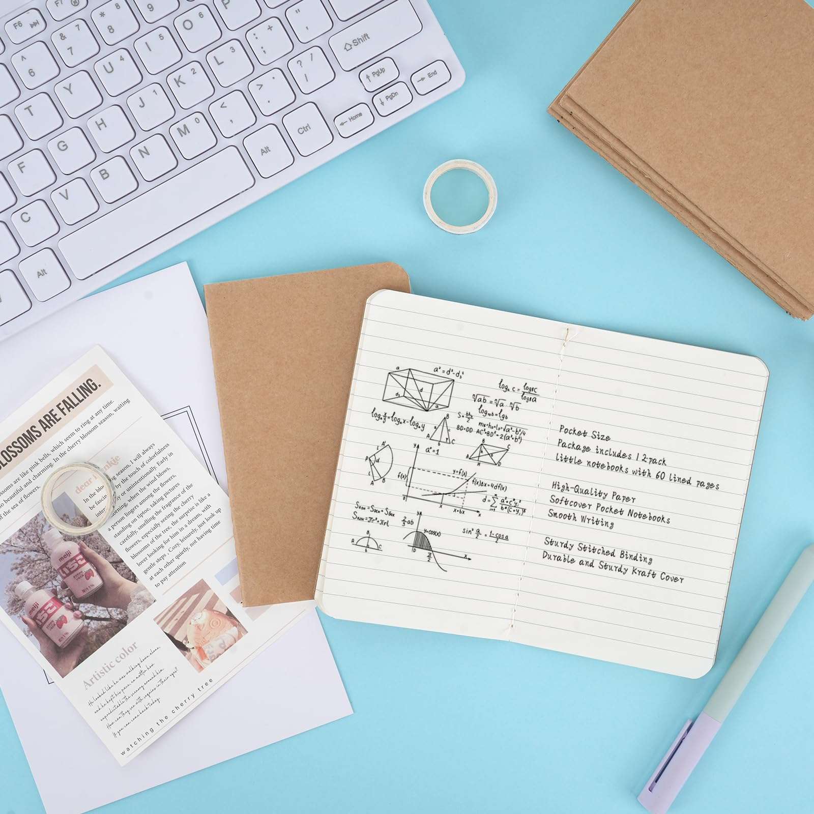 EOOUT 12 Pack Little Notebooks Pocket Notebooks, 3.5" x 5.5" Softcover Mini Notebooks, Small Brown Notebook Memo Note Pads for Men Women Kids Traveler Author, 30 Sheets, 60 Lined Pages 5