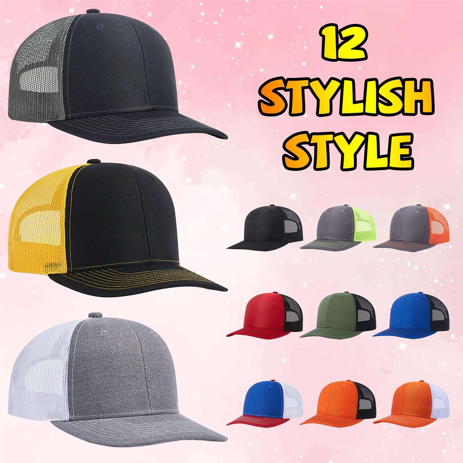 Generic Custom Hats Bulk Custom Hats for Man Woman Personalized Hats Unisex-Adults Trucker Hat Black-gray 3