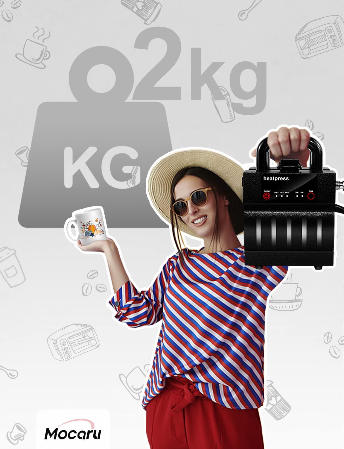 Mocaru Mug Heat Press Transfer Sublimation Tumbler Heat Machine DIY 11oz~15oz Sublimation Coffee Cup Blanks Products 20oz Skinny Straight Tumblers & Can Cooler Mugs Mini Heat Press 3