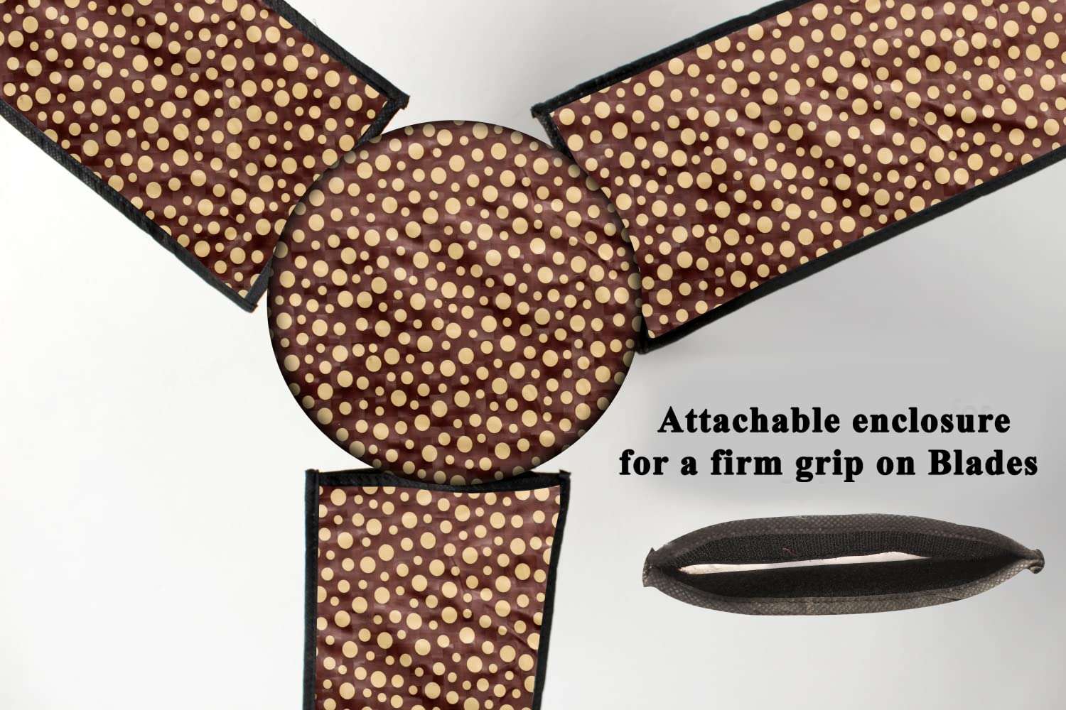 The Furnishing Tree Waterproof & Dustproof Three Blade Ceiling Fan Cover with Attachable End Enclosure Set of 5 Fan Covers Geometric Yellow 3